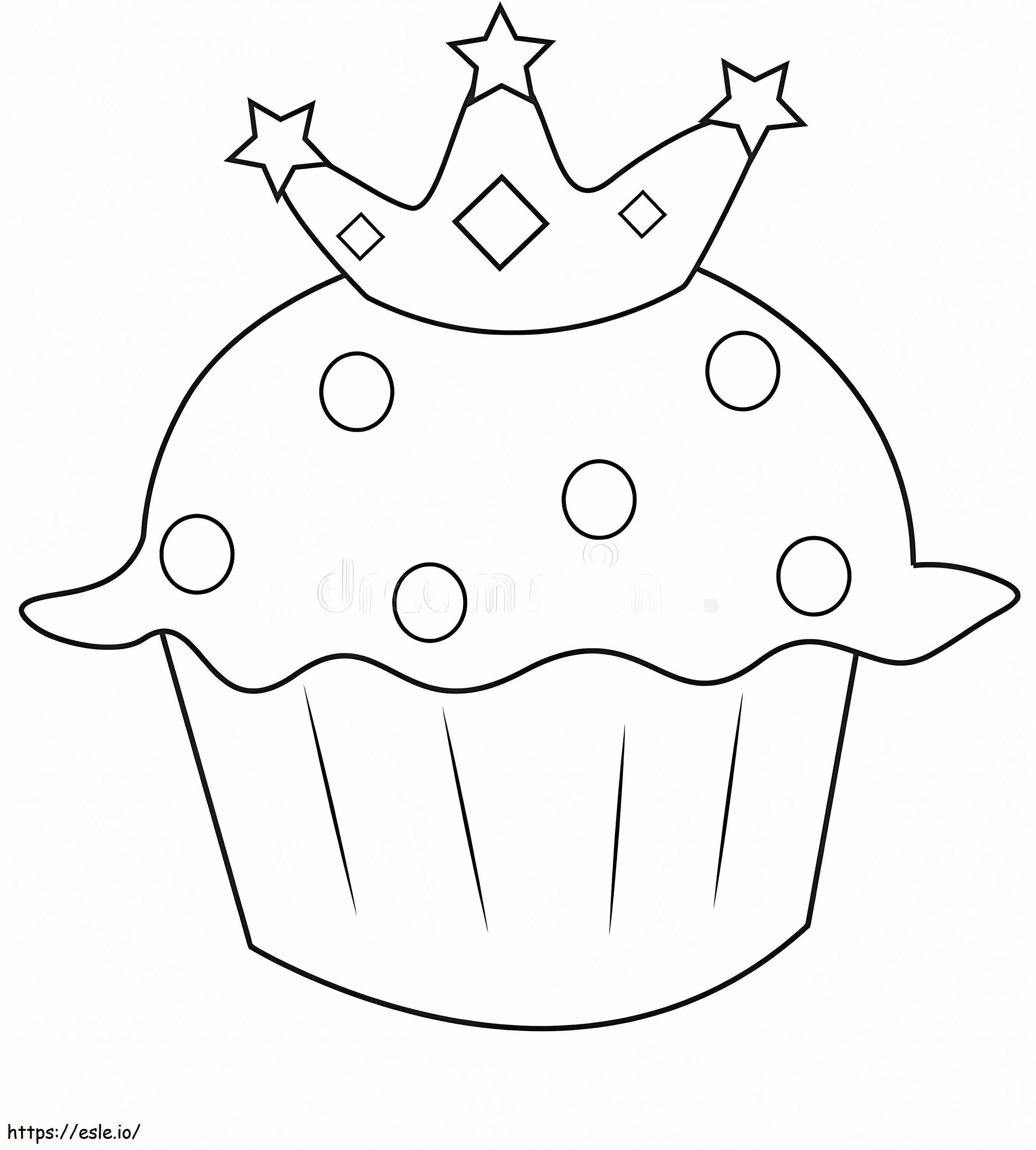 王冠付きカップケーキ ぬりえ - 塗り絵