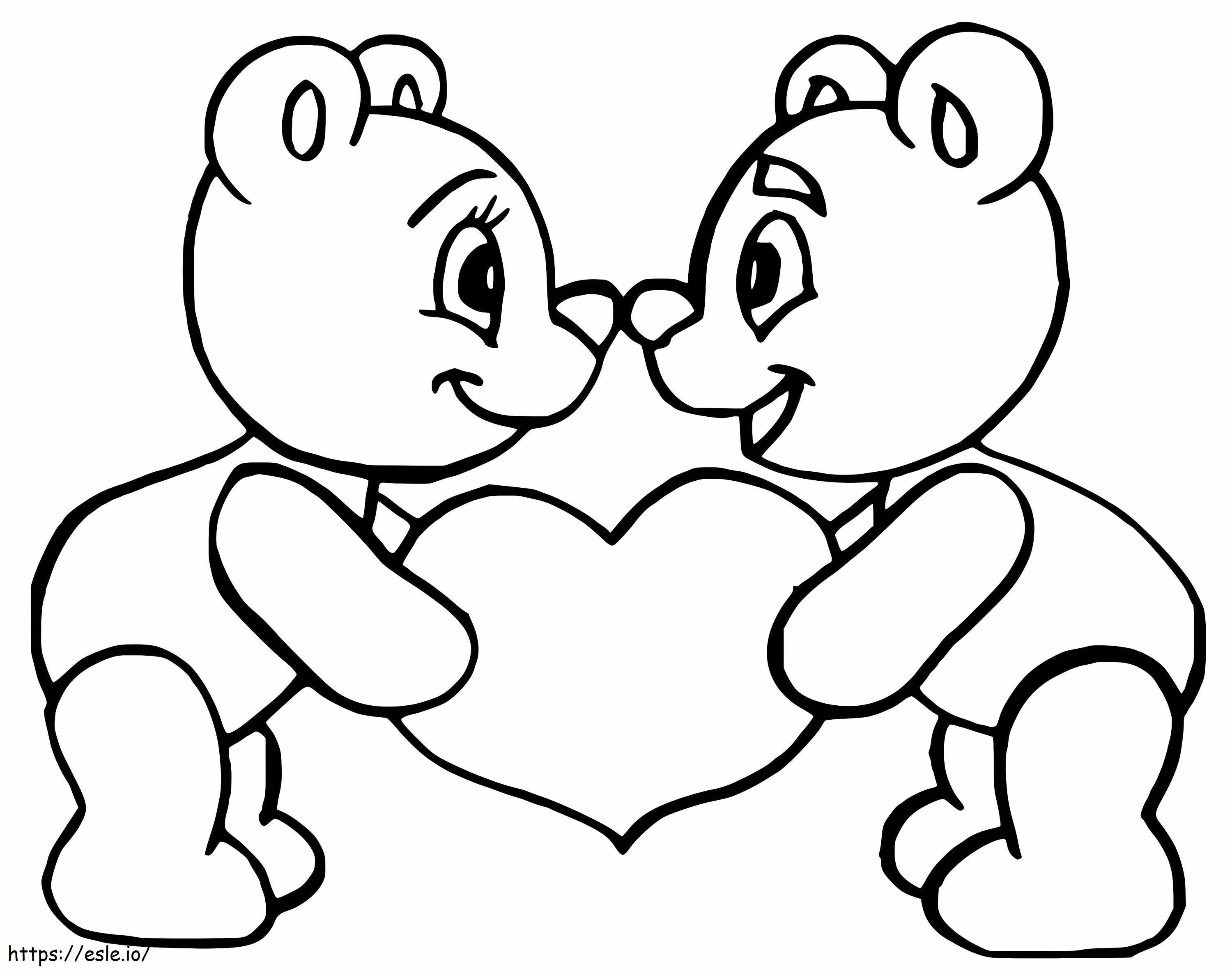 Coloriage Couple d'ours à imprimer dessin