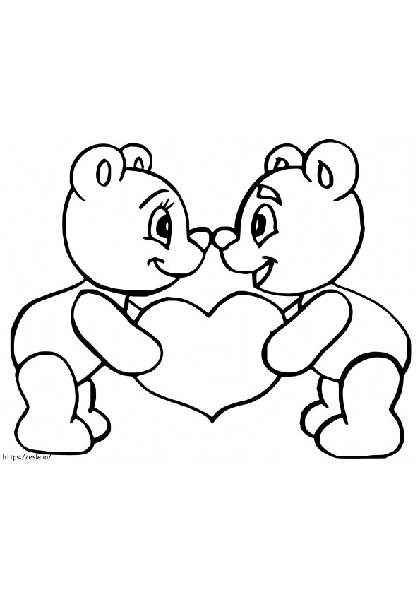 Coloriage Couple d'ours à imprimer dessin