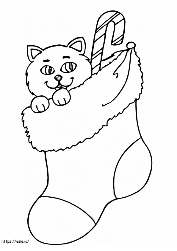 Noel Çorabındaki Kedi boyama