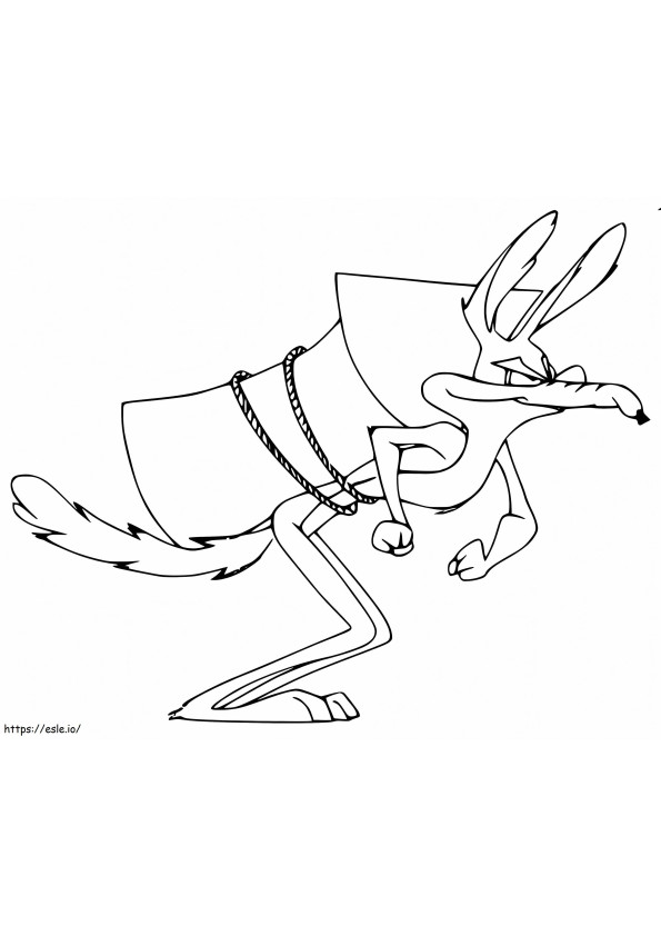 Coloriage Wile E Coyote avec une fusée à imprimer dessin