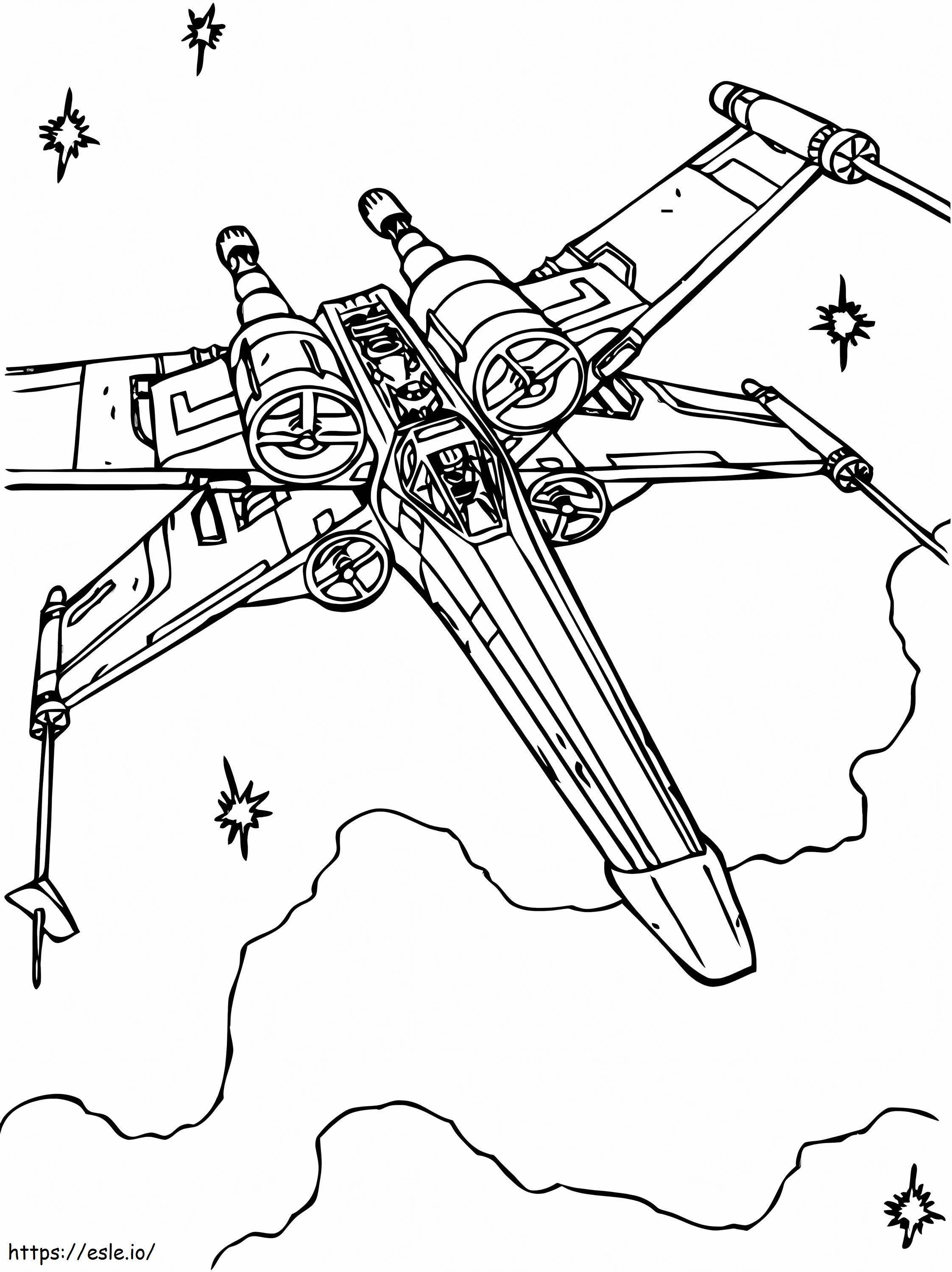 Coloriage Chasseur stellaire X Wing à imprimer dessin