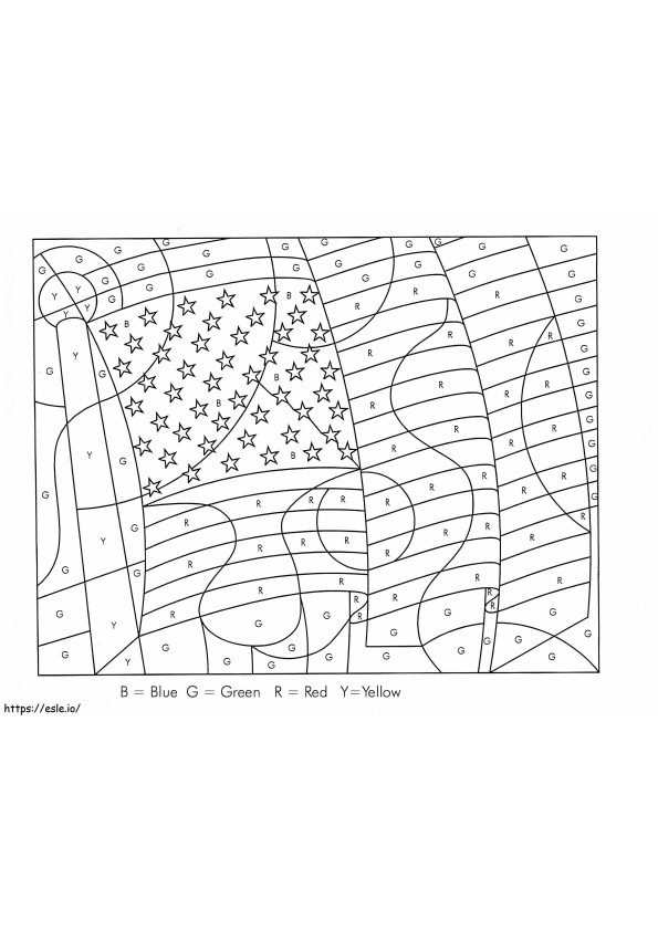 Coloriage Couleur du drapeau américain par lettres à imprimer dessin
