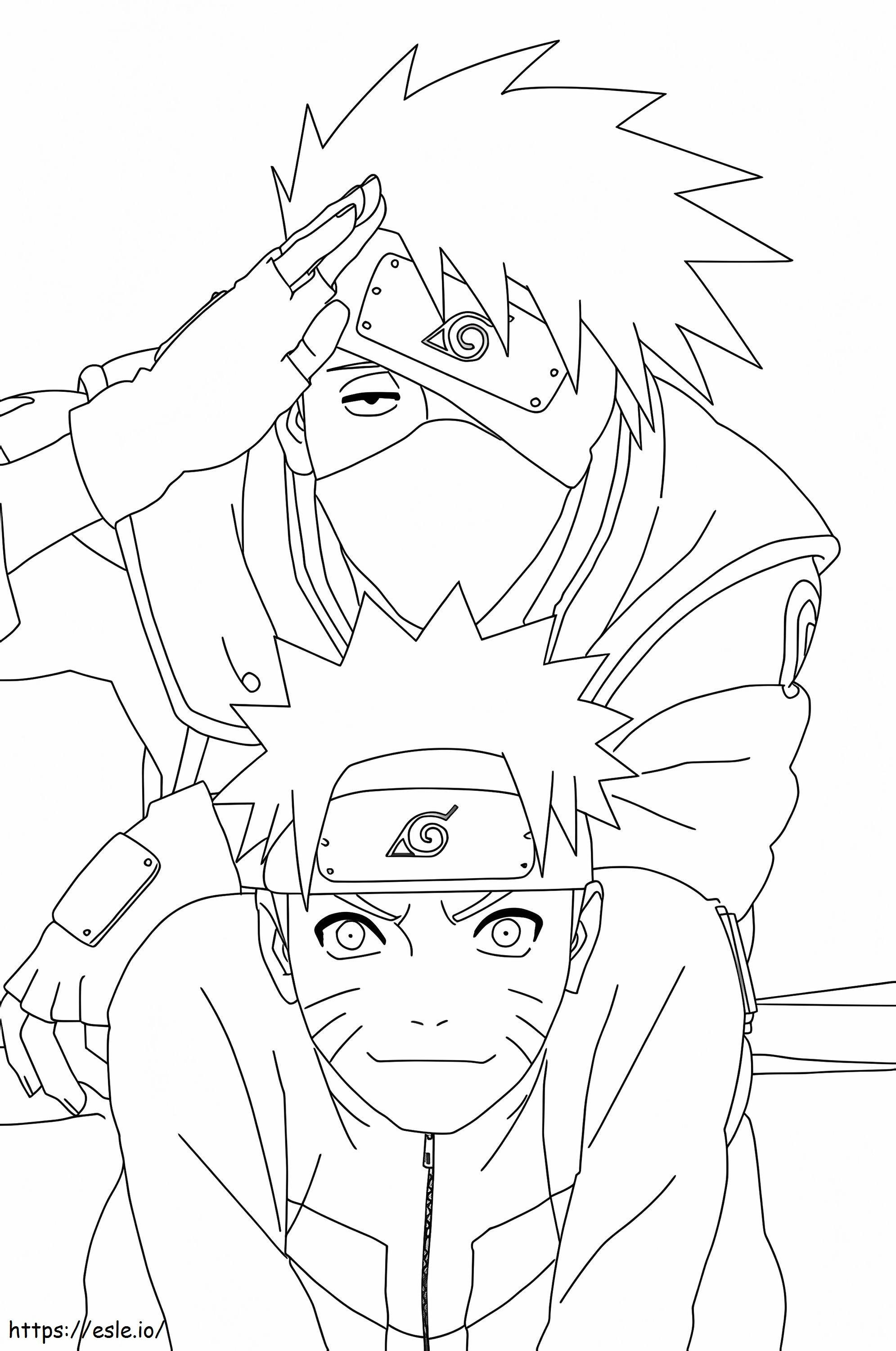 Coloriage 1561017852 Kakashi et Naruto A4 à imprimer dessin