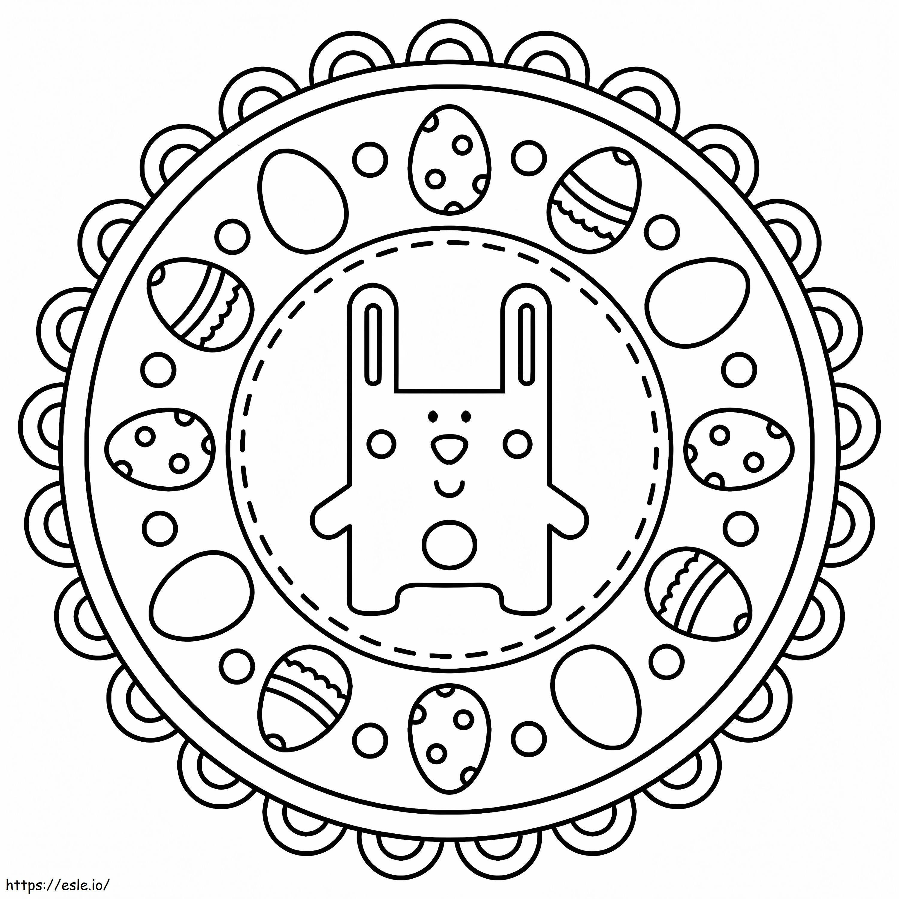 Pasen Mandala Met Schattig Konijn kleurplaat kleurplaat