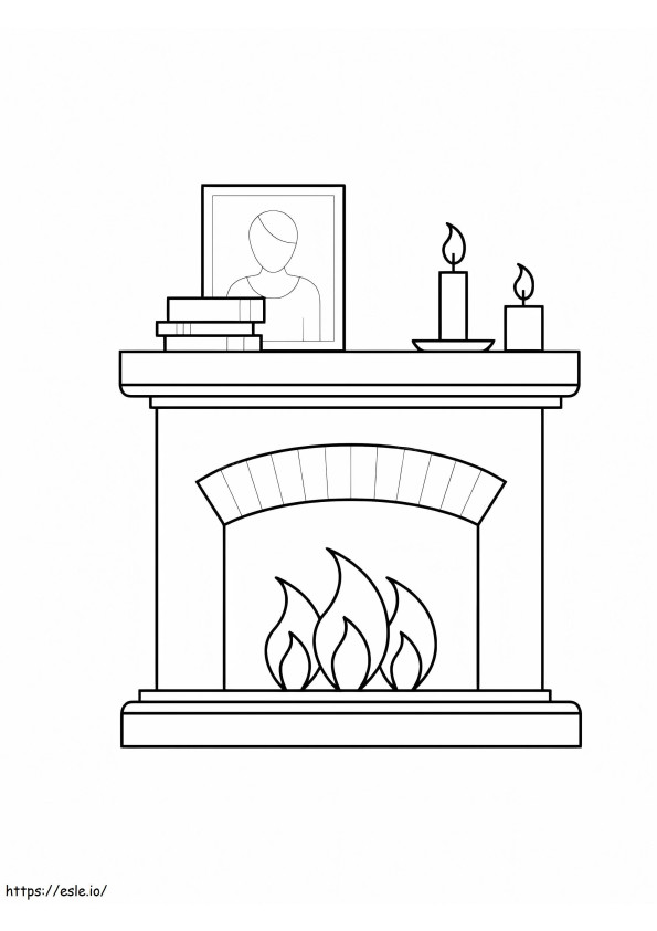 Simple Fireplace coloring page