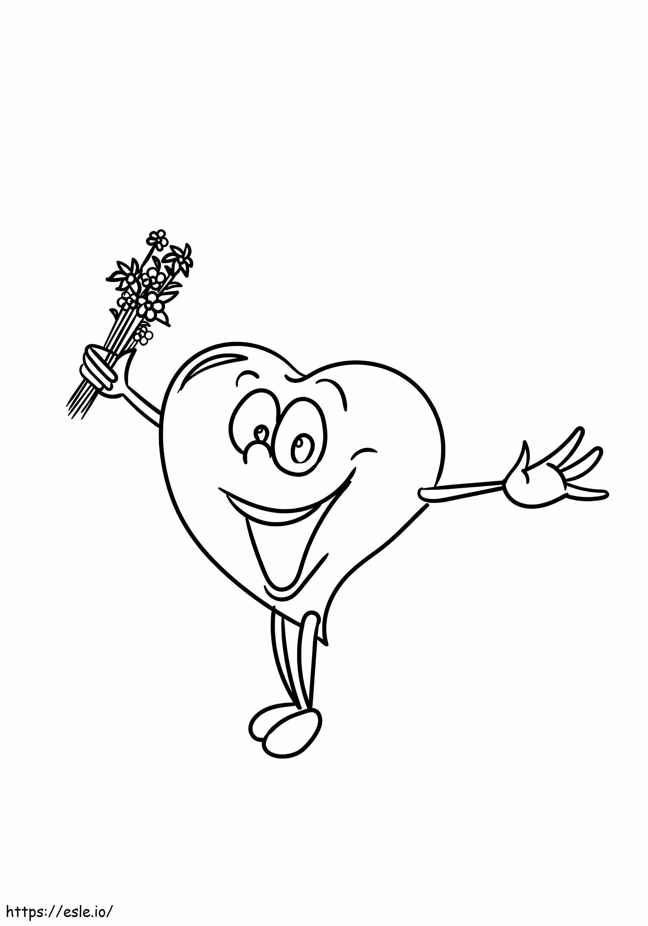 Happy Cartoon Heart coloring page
