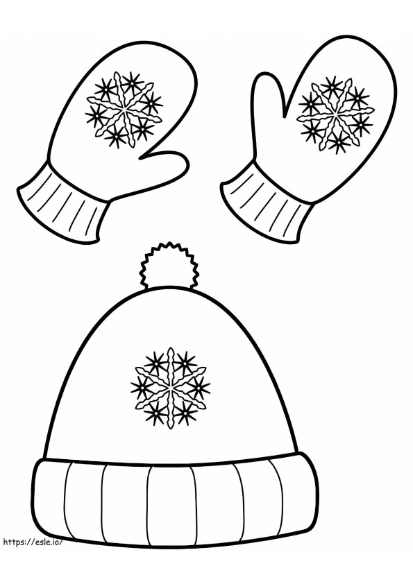 Coloriage Bonnet et mitaines d'hiver à imprimer dessin