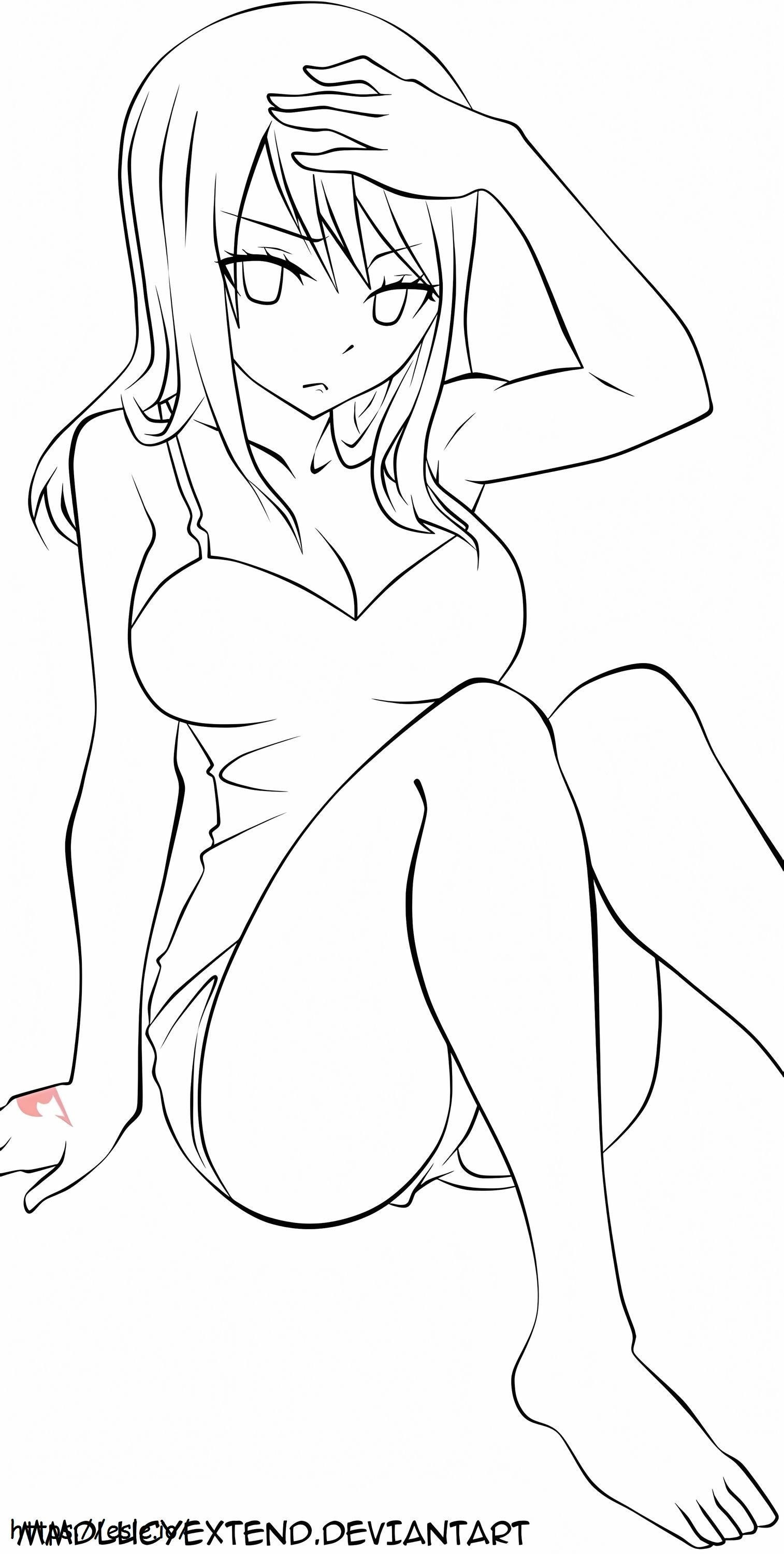 1564969815 Lucy Anime Lineart By Mmdlucyextend A4 coloring page