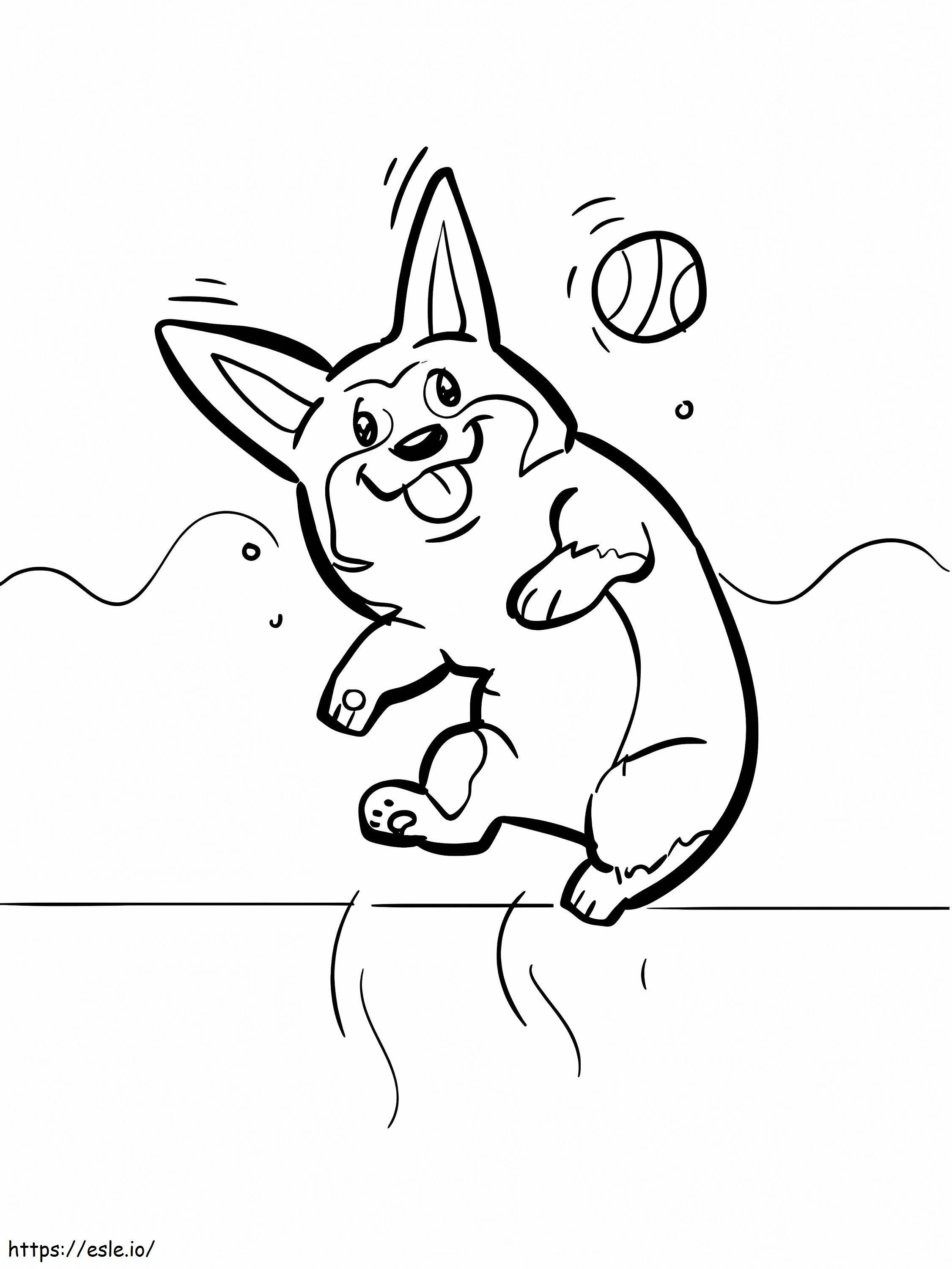 Cute Corgi With A Ball coloring page
