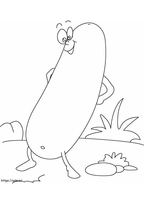 Funny Cartoon Cucumber coloring page