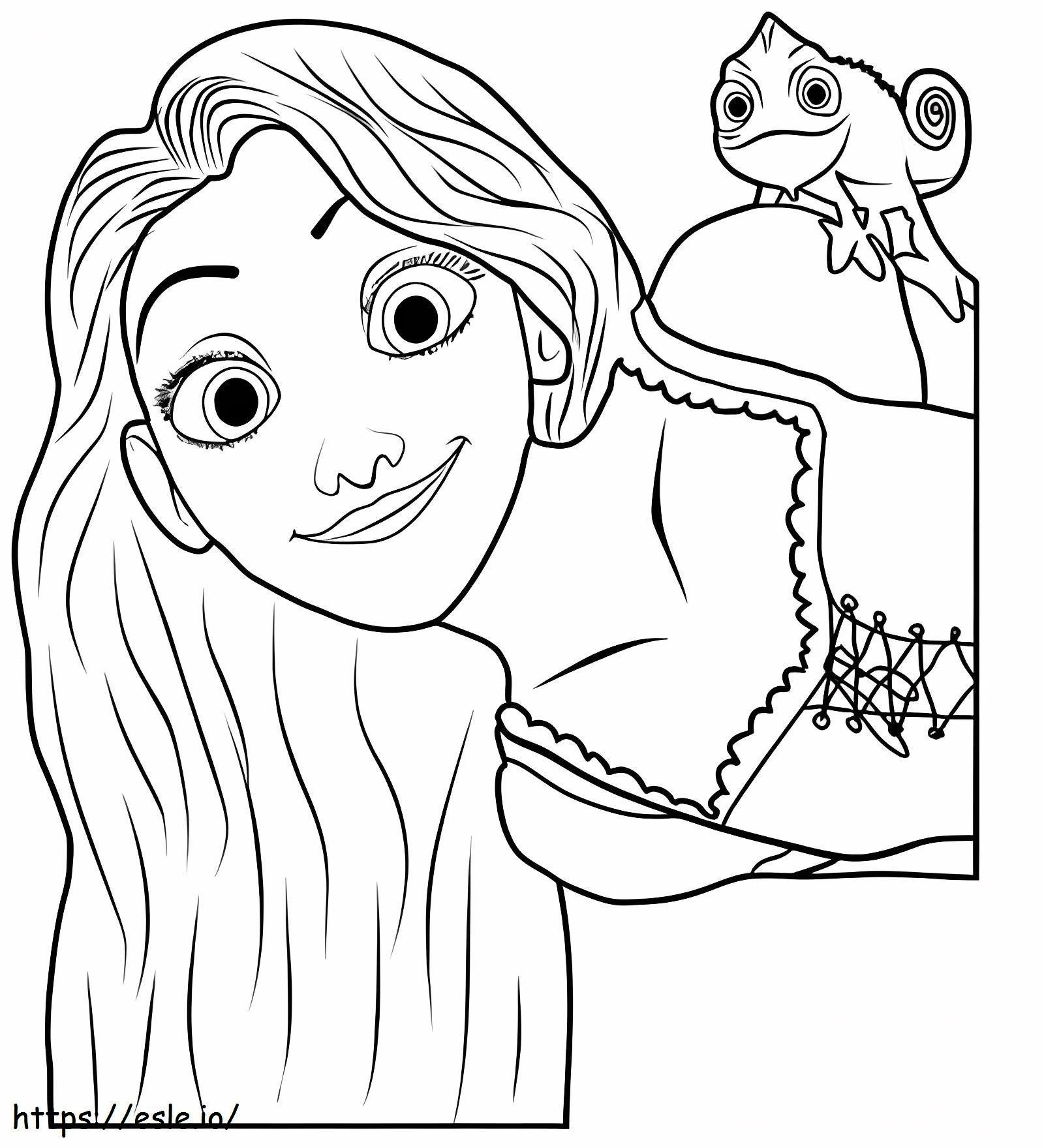 Rapunzel dan Tokek yang Menyenangkan Gambar Mewarnai