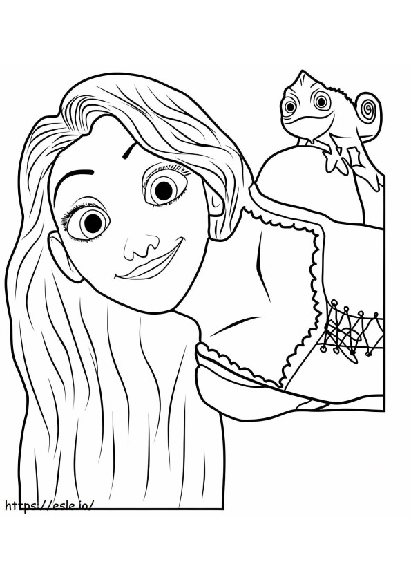 Divertido Rapunzel y Gecko para colorear