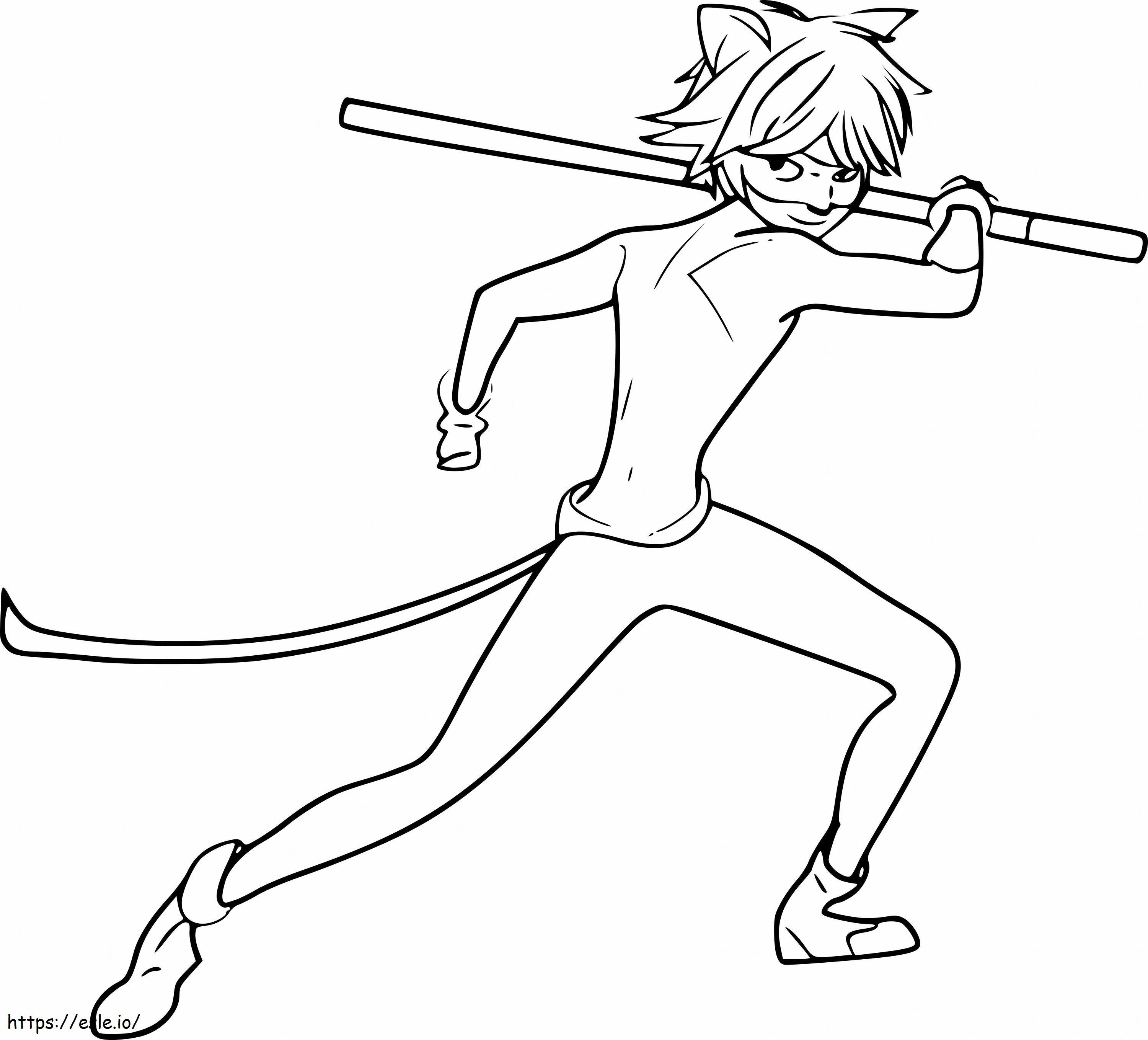 1531452942 Cat Noir Fighting A4 coloring page