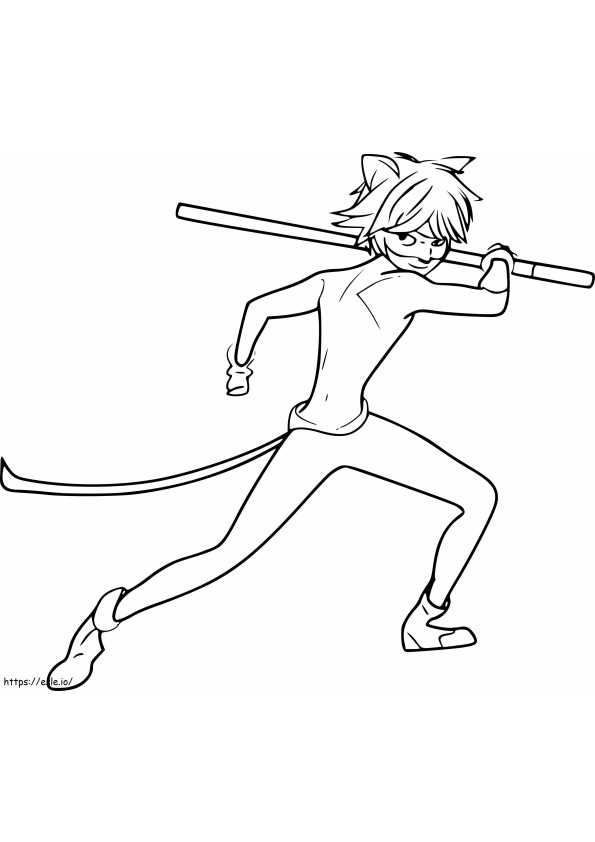 1531452942 Cat Noir Fighting A4 coloring page