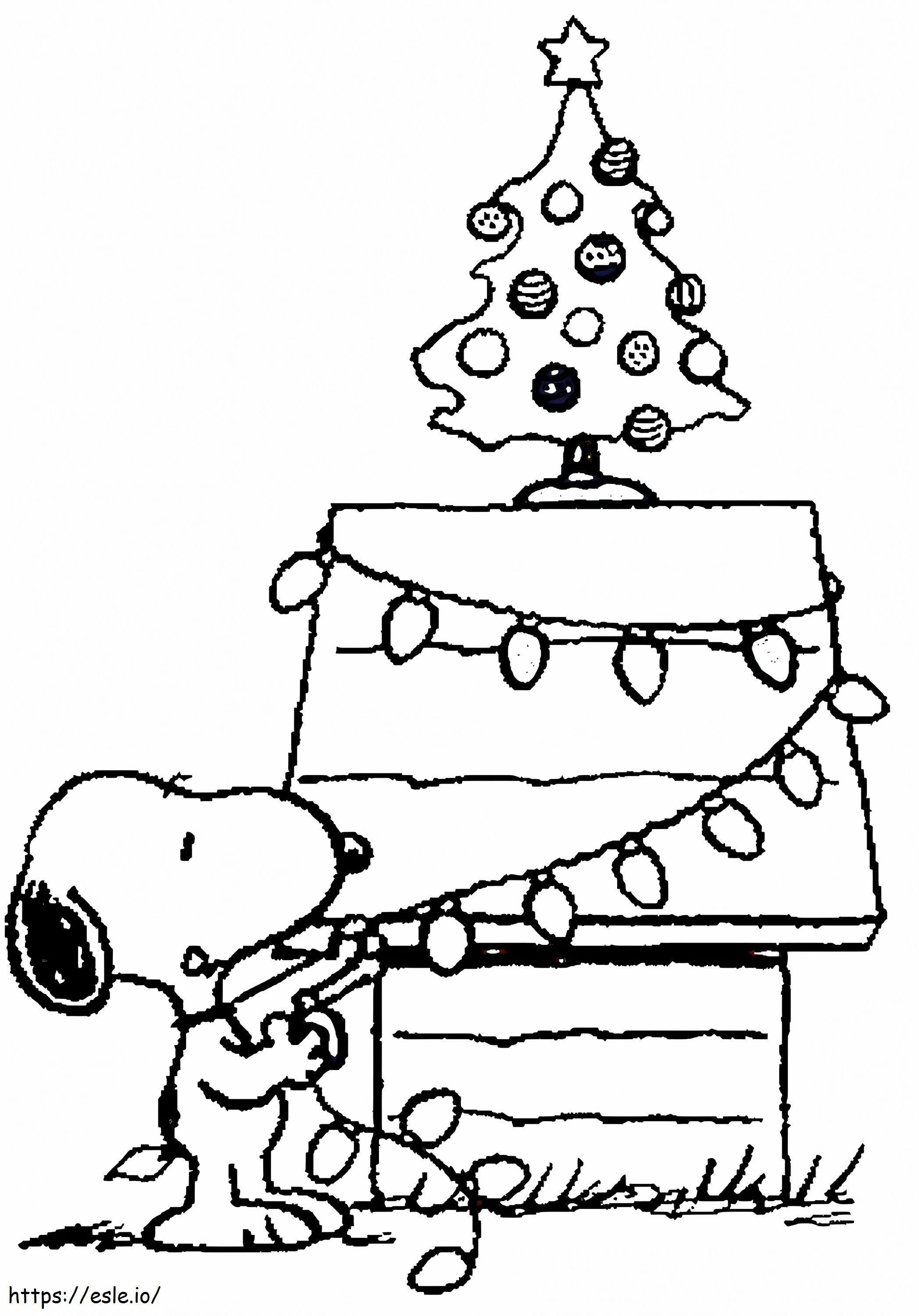Coloriage 1539418638 Sapin de Noël Snoopy à imprimer dessin