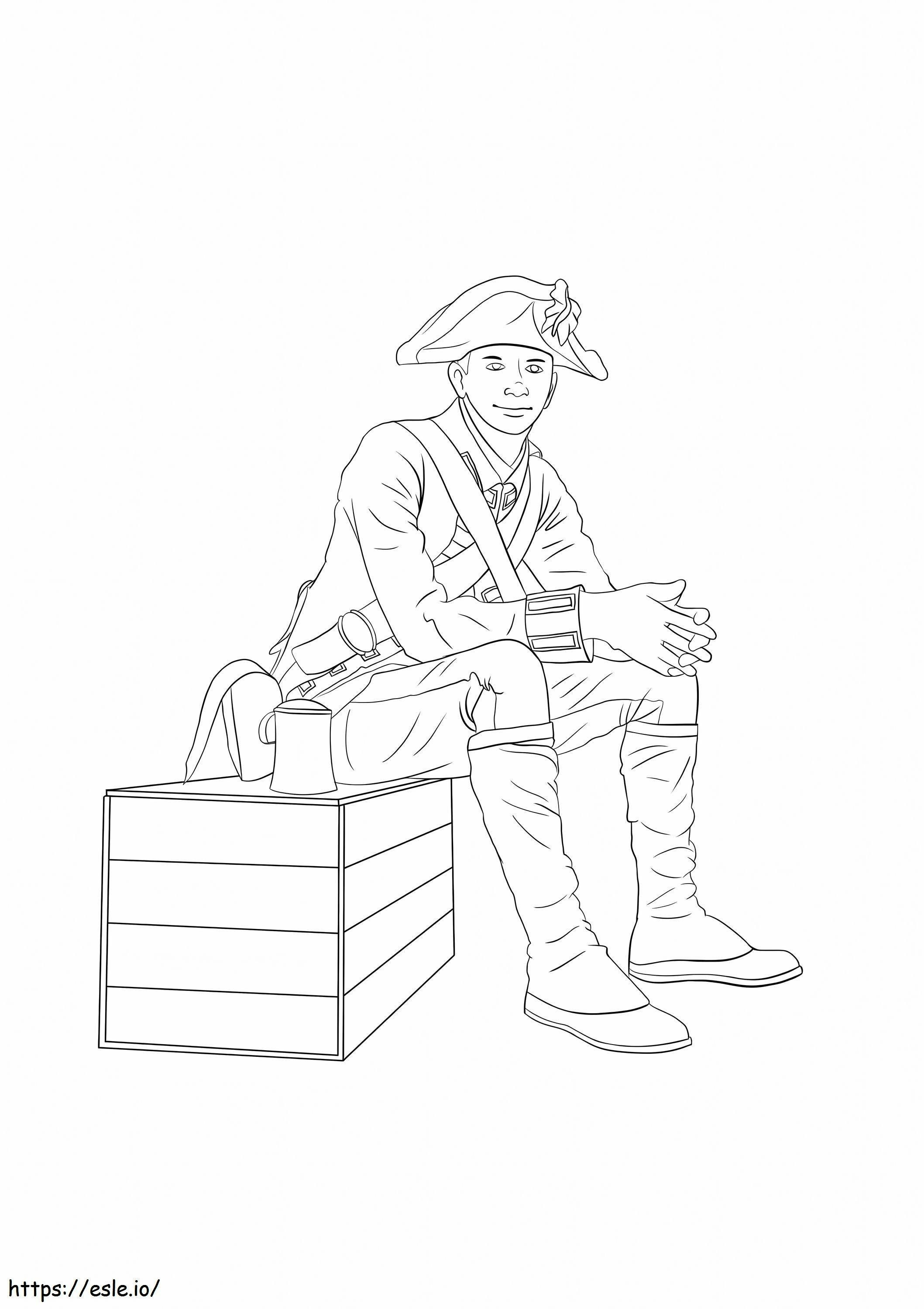 Soldat din secolul așezat de colorat