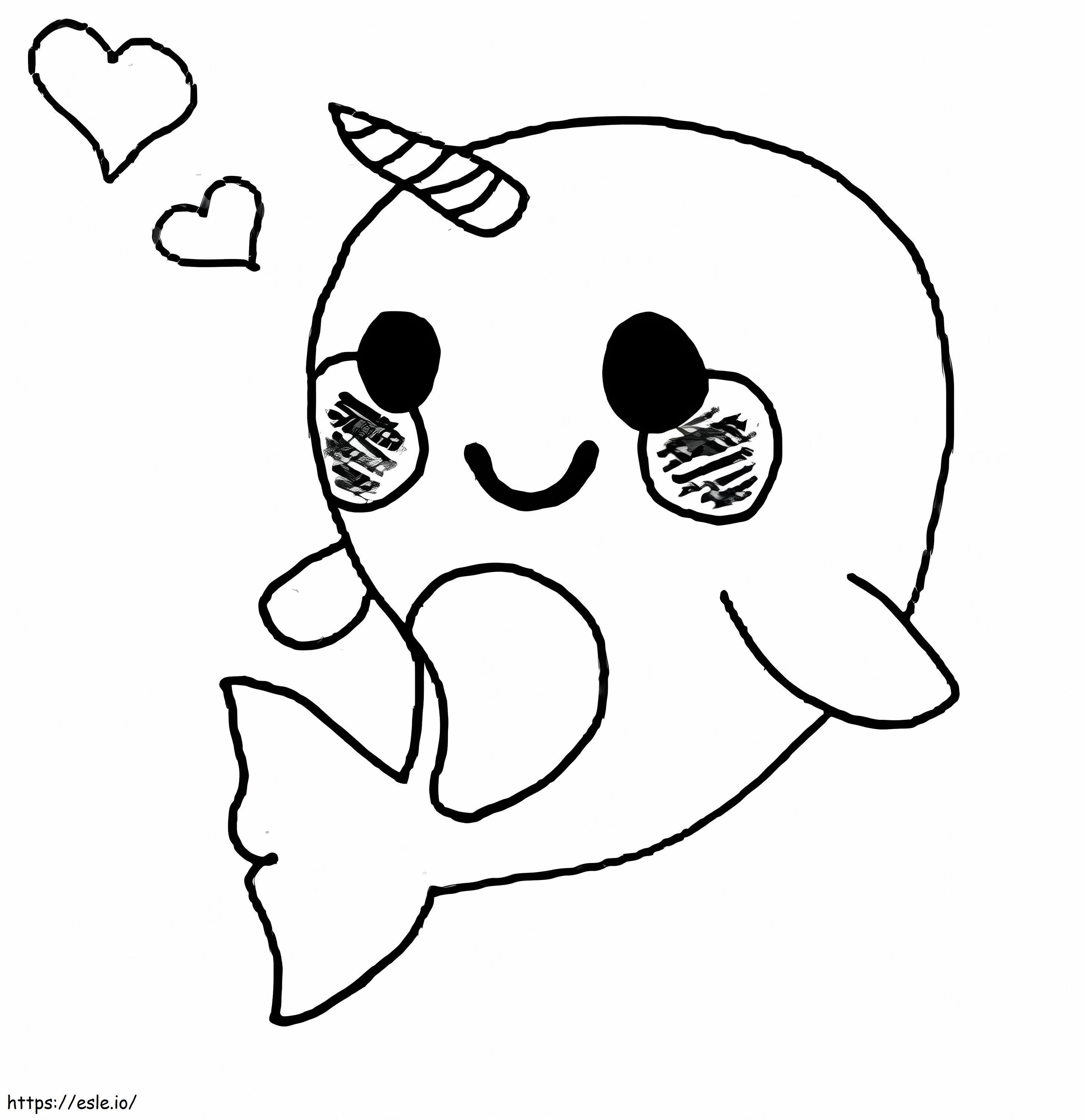 Disegno di balena unicorno da colorare