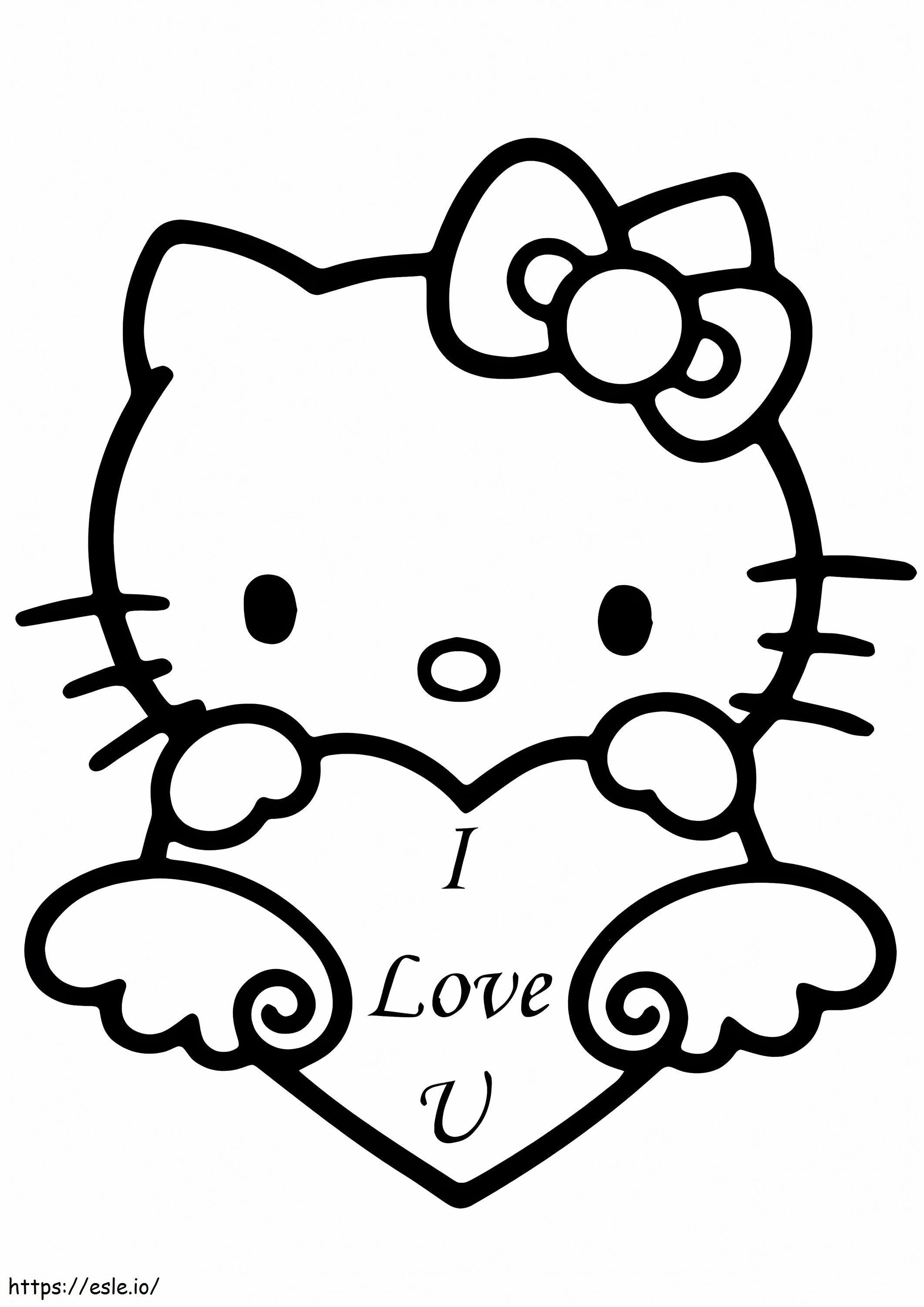 Coloriage Saint-Valentin Hello Kitty à imprimer dessin