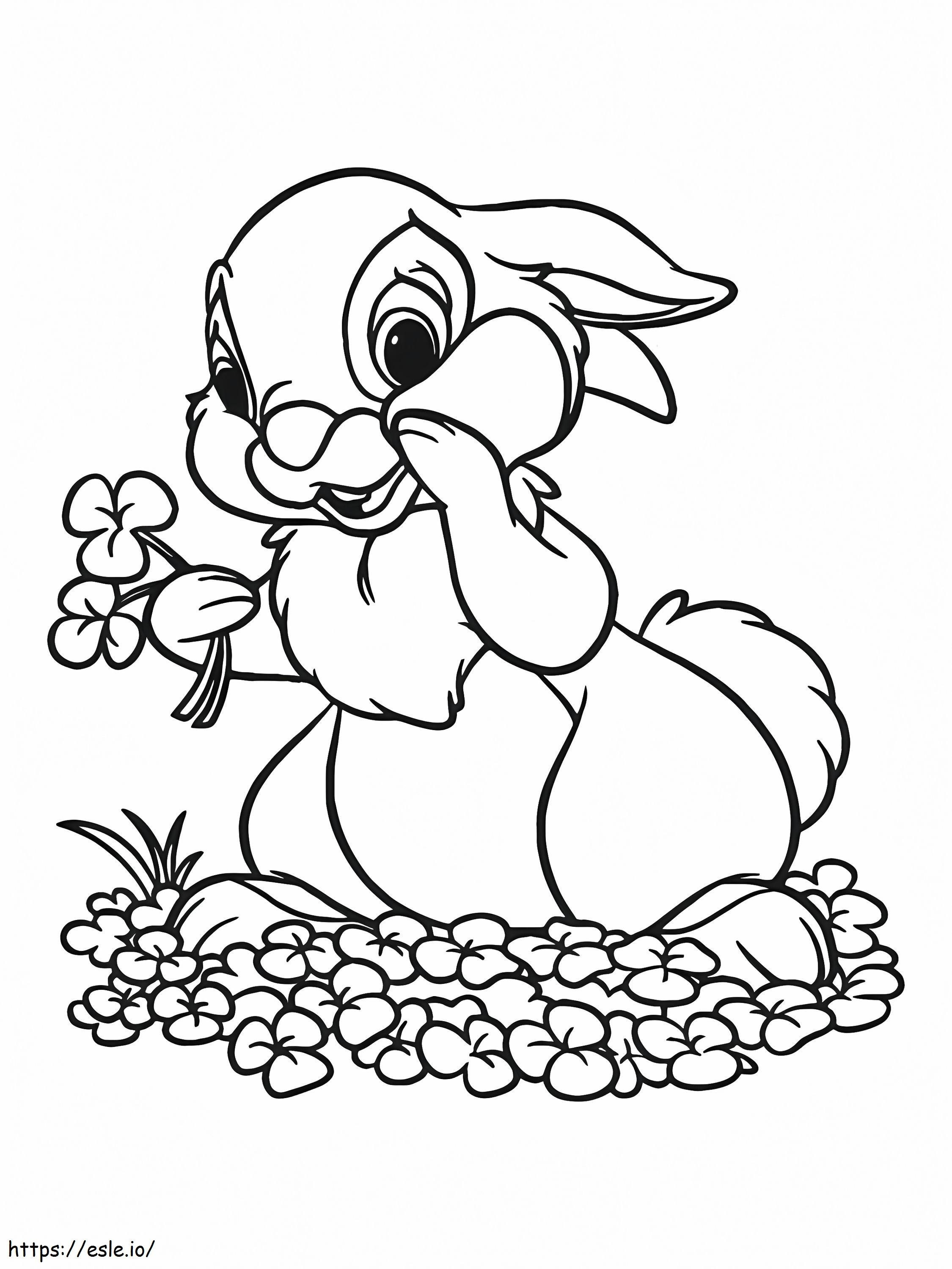 Coloriage Joli lapin de Pâques et fleurs à imprimer dessin