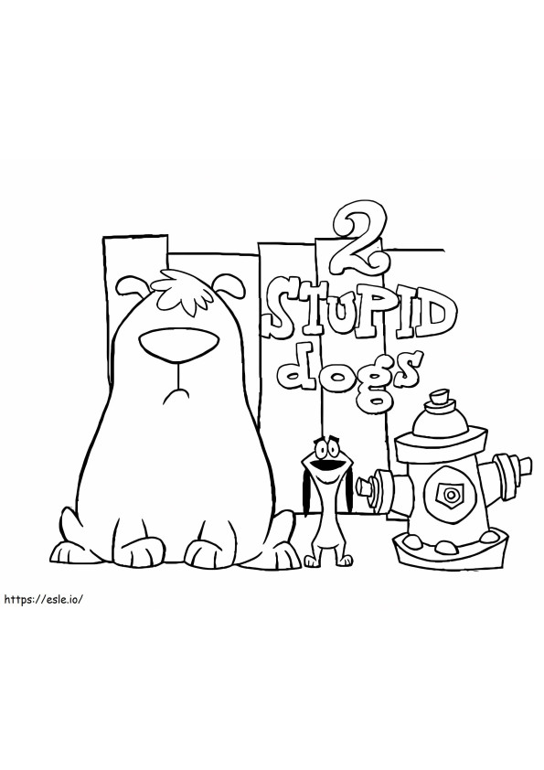 Coloriage 2 chiens stupides imprimables gratuitement à imprimer dessin