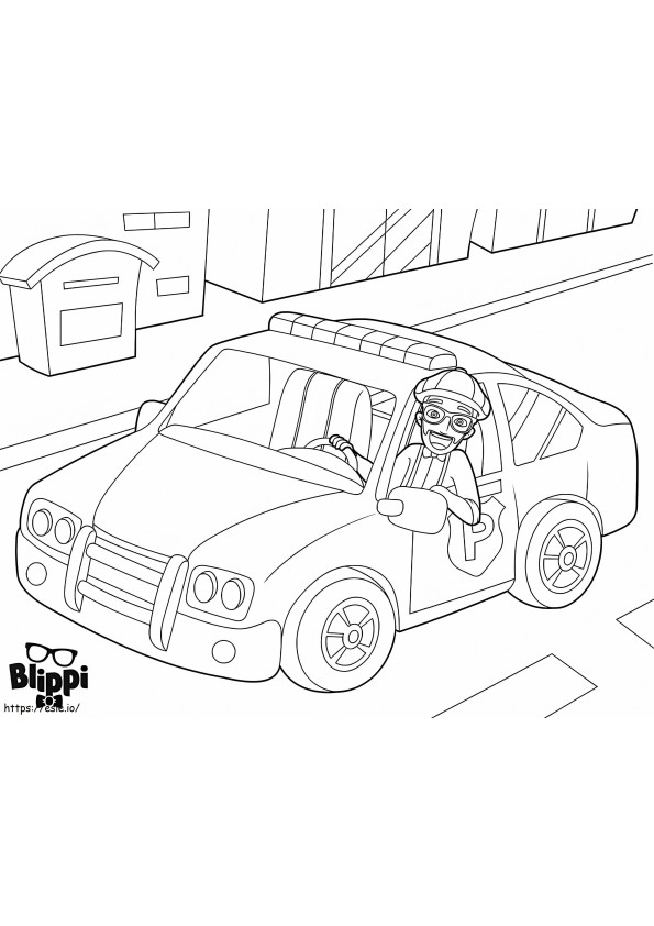 Coloriage Blippi conduisant une voiture de police à imprimer dessin