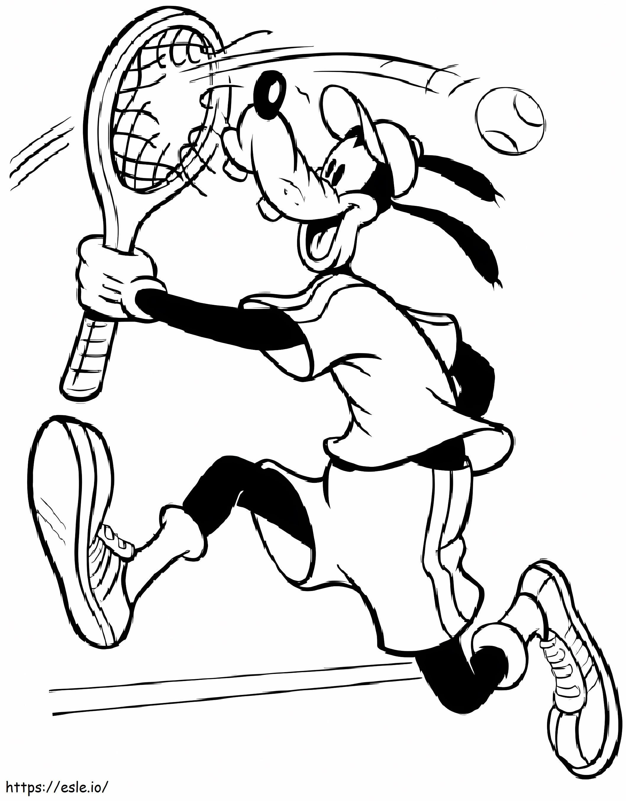 Goofy Playing Tennis coloring page