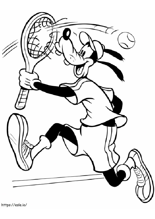 Goofy jugando al tenis para colorear
