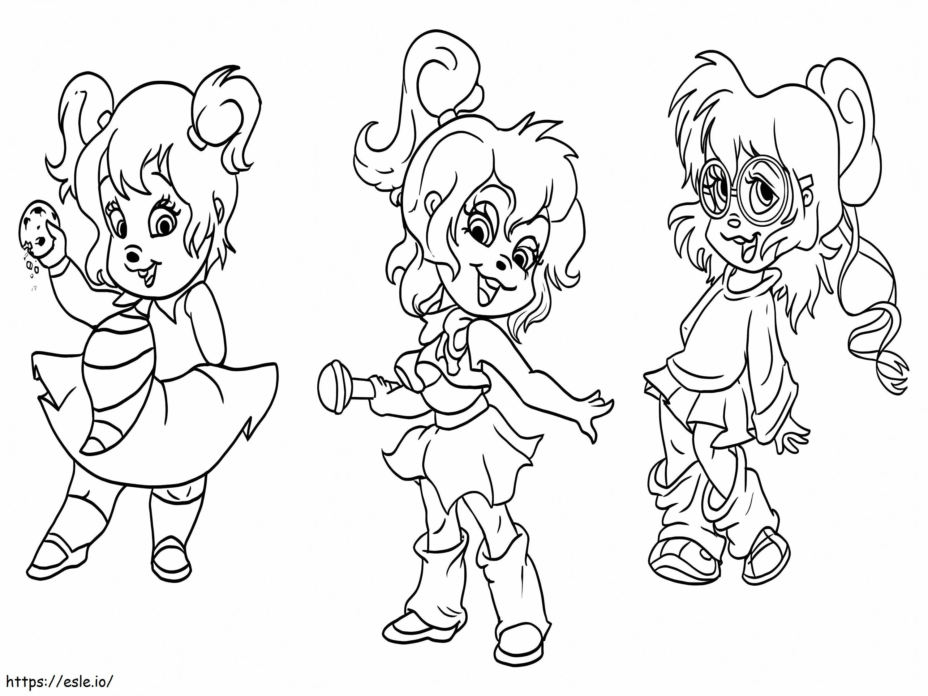 Pretty Chipettes coloring page