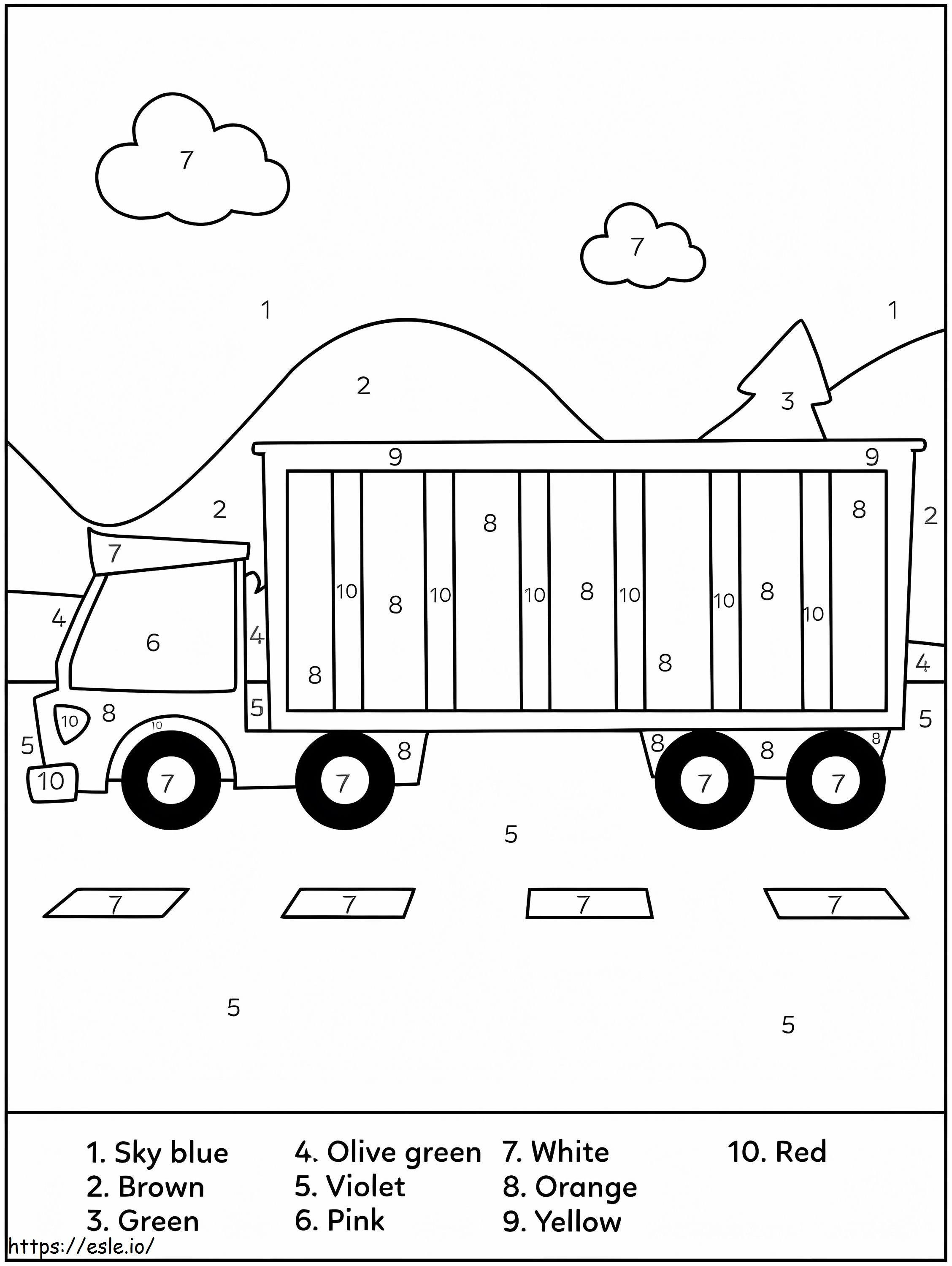Printable Truck Color By Number coloring page