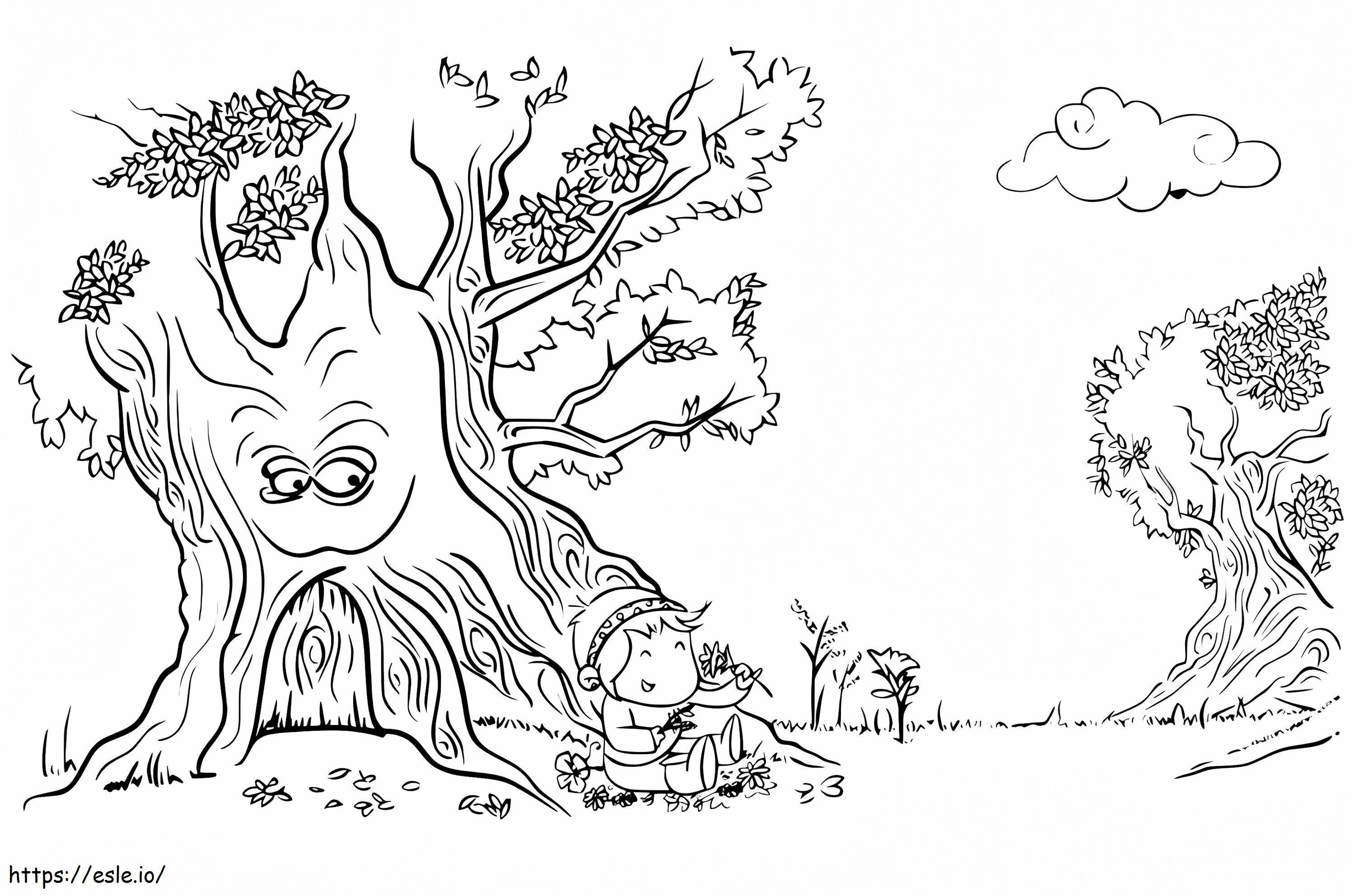 1559977777 Tree With Child A4 coloring page