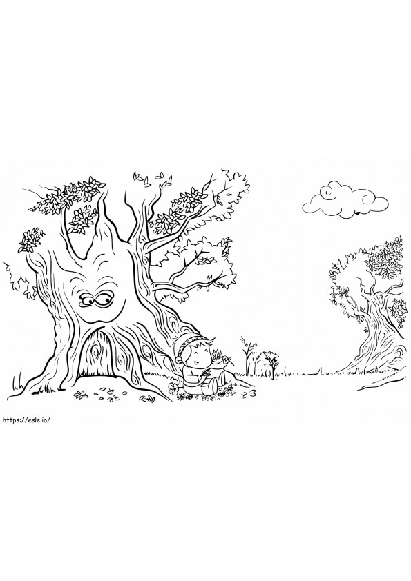 1559977777 Tree With Child A4 coloring page
