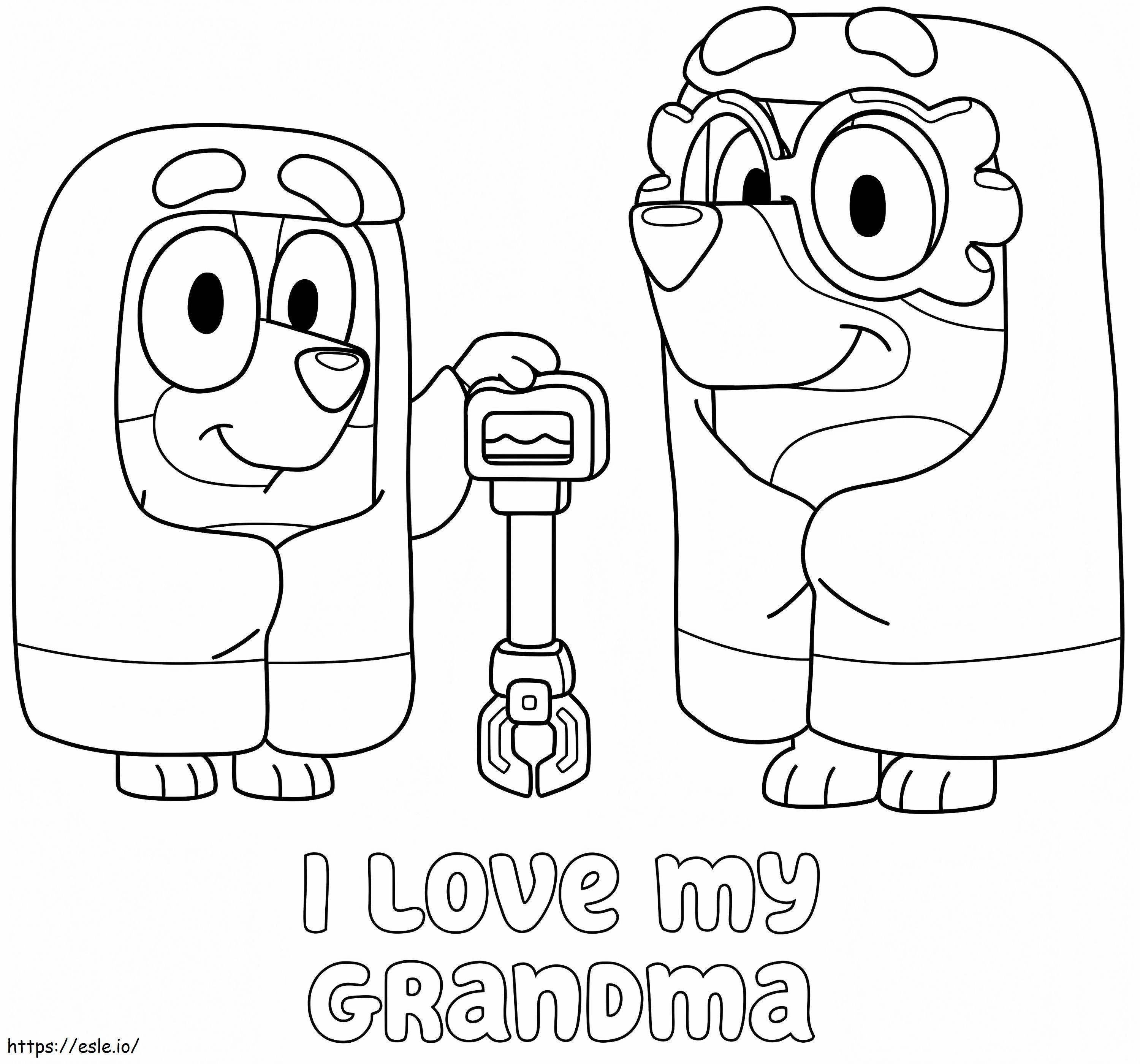 Bluey Cinta Nenek Gambar Mewarnai
