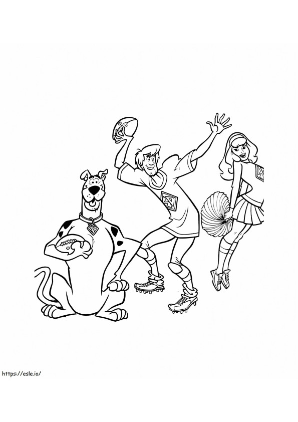 Coloriage Scooby Doo joue au rugby à imprimer dessin