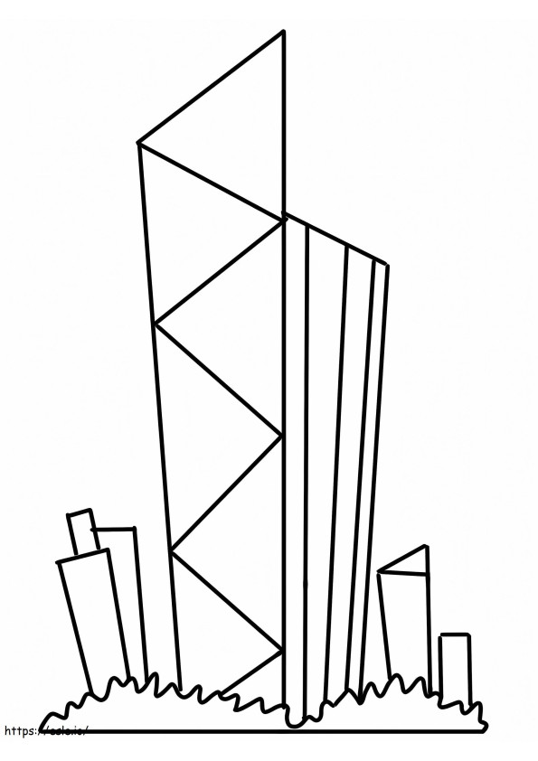簡単な超高層ビル ぬりえ - 塗り絵