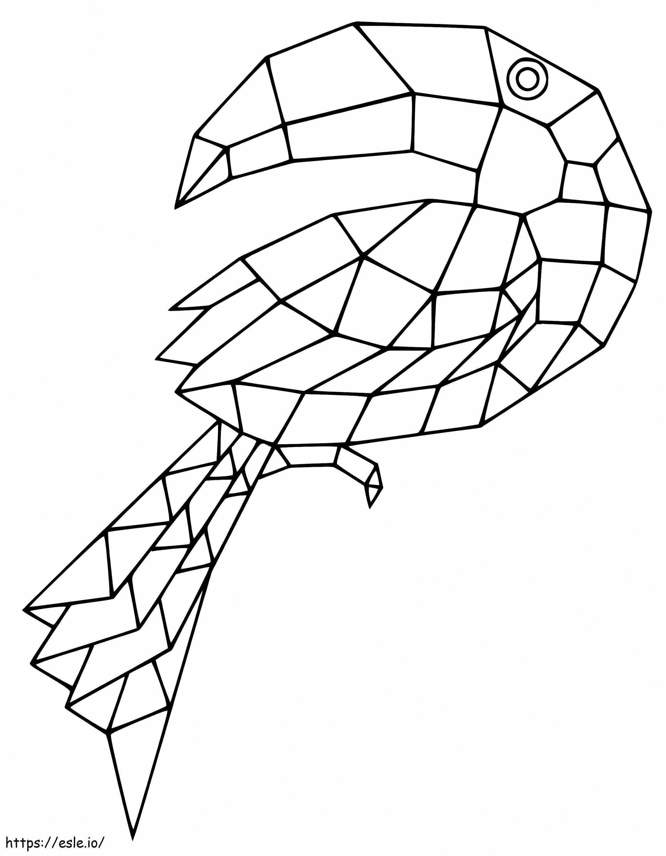 Origami Hornbill 1 coloring page