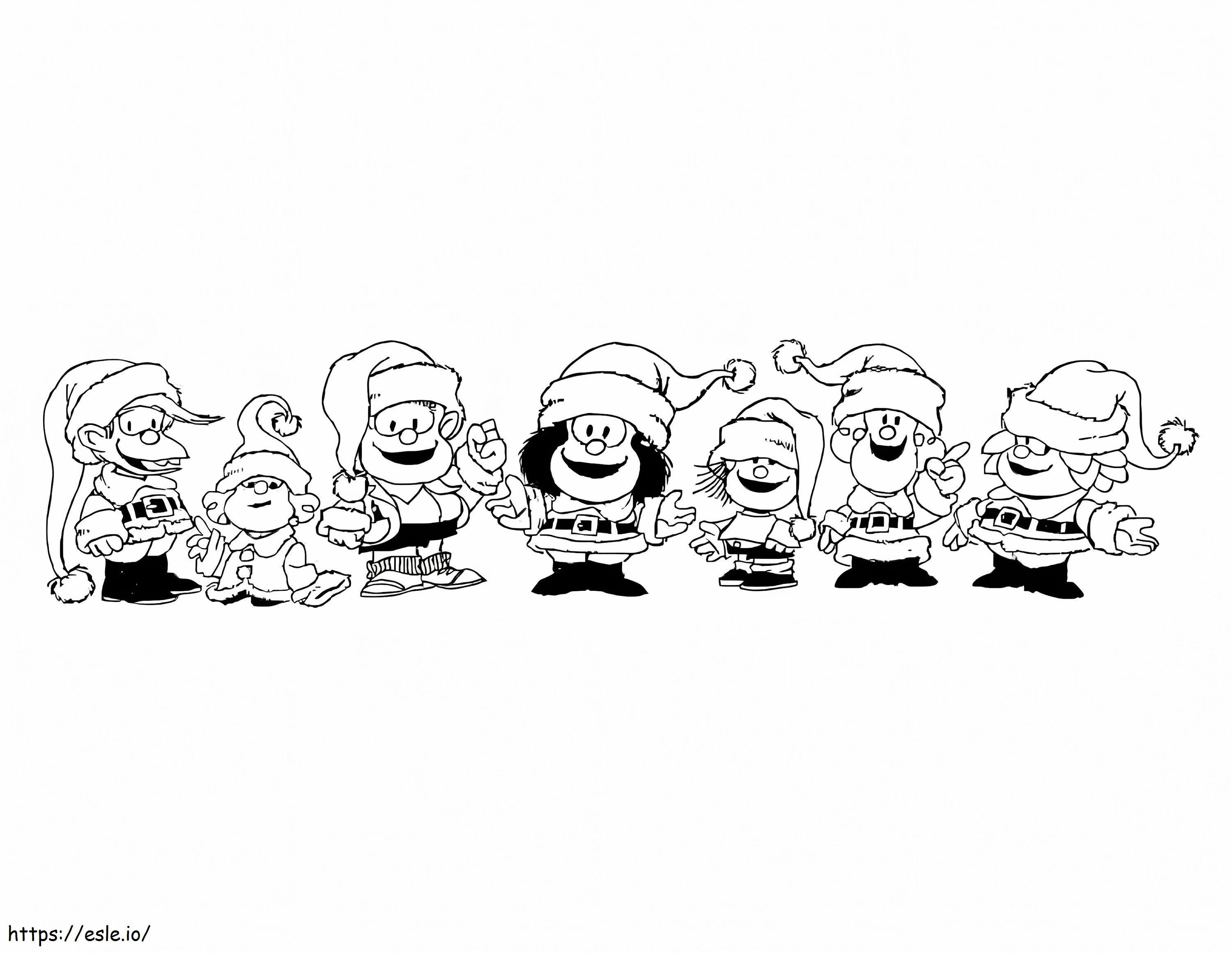 Joulu Mafalda värityskuva