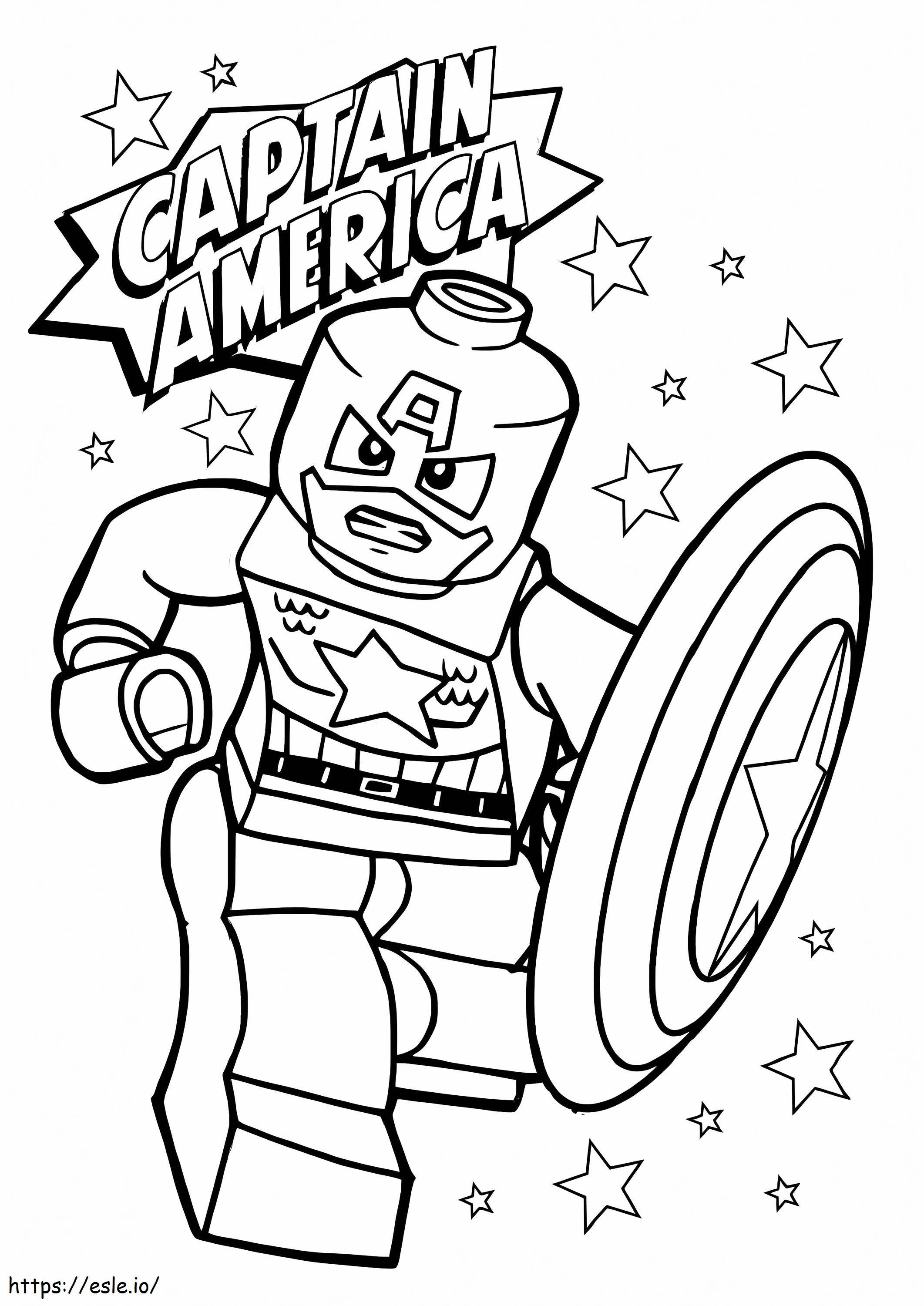 Capitán América enojado de Lego con estrella para colorear