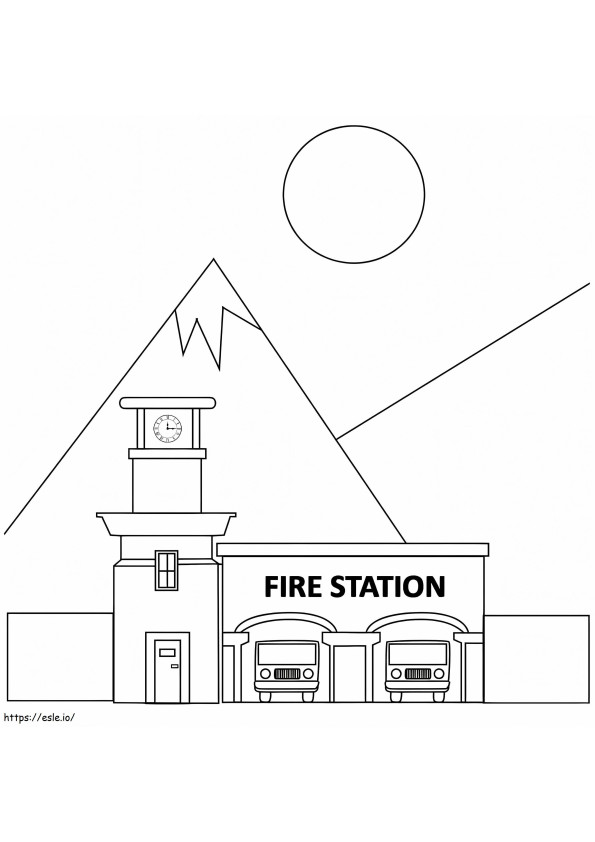 Coloriage Caserne de pompiers à colorier à imprimer dessin