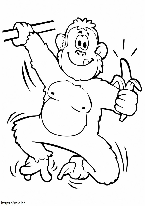 Coloriage 1526459616 Un orang-outan mangeant une banane A4 à imprimer dessin