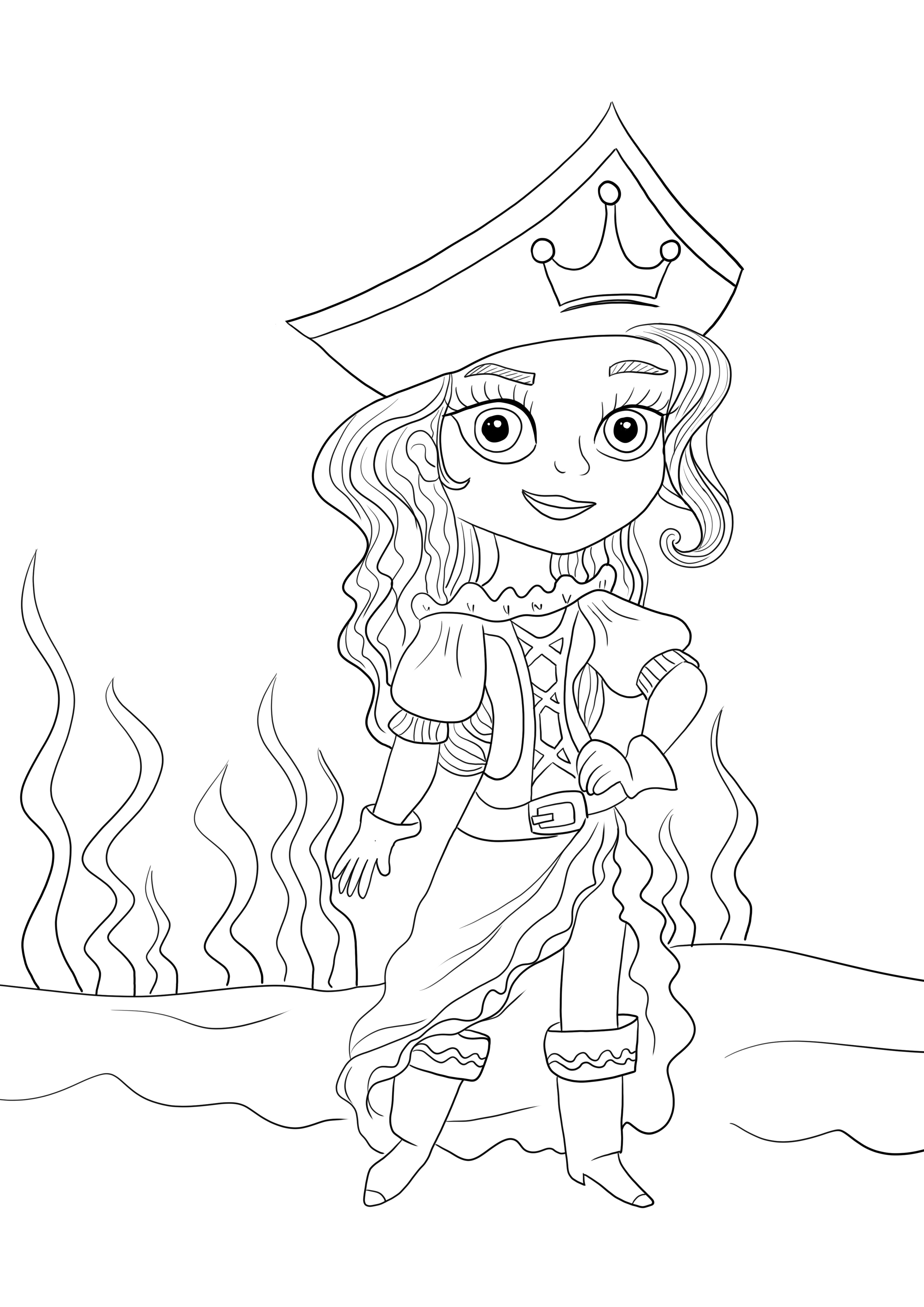 La princesa pirata para imprimir y colorear
