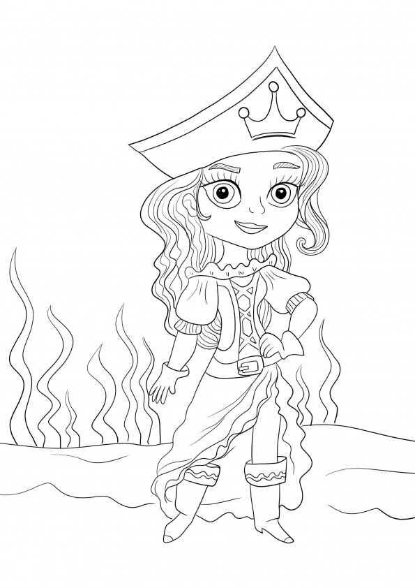 A princesa pirata para imprimir e sem cor