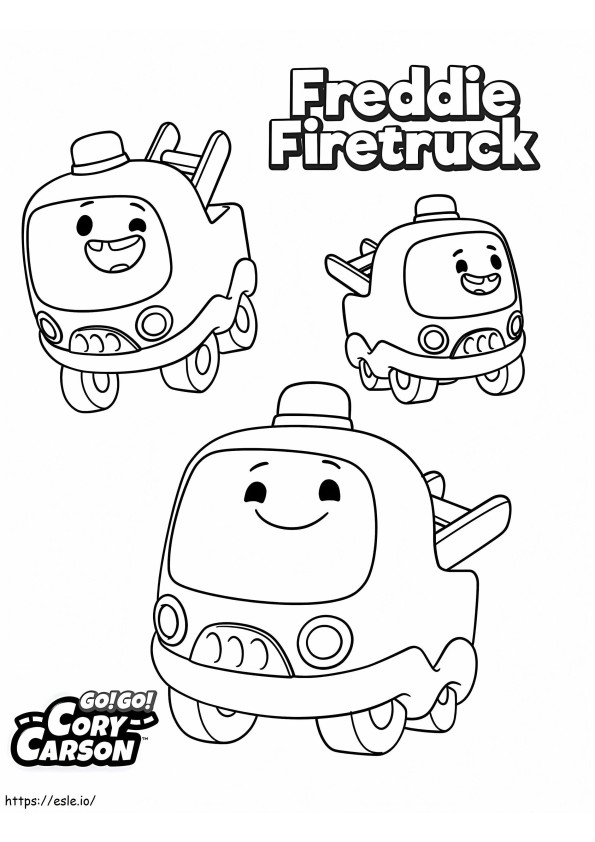 Coloriage Freddie camion de pompier de Go Go Cory Carson à imprimer dessin