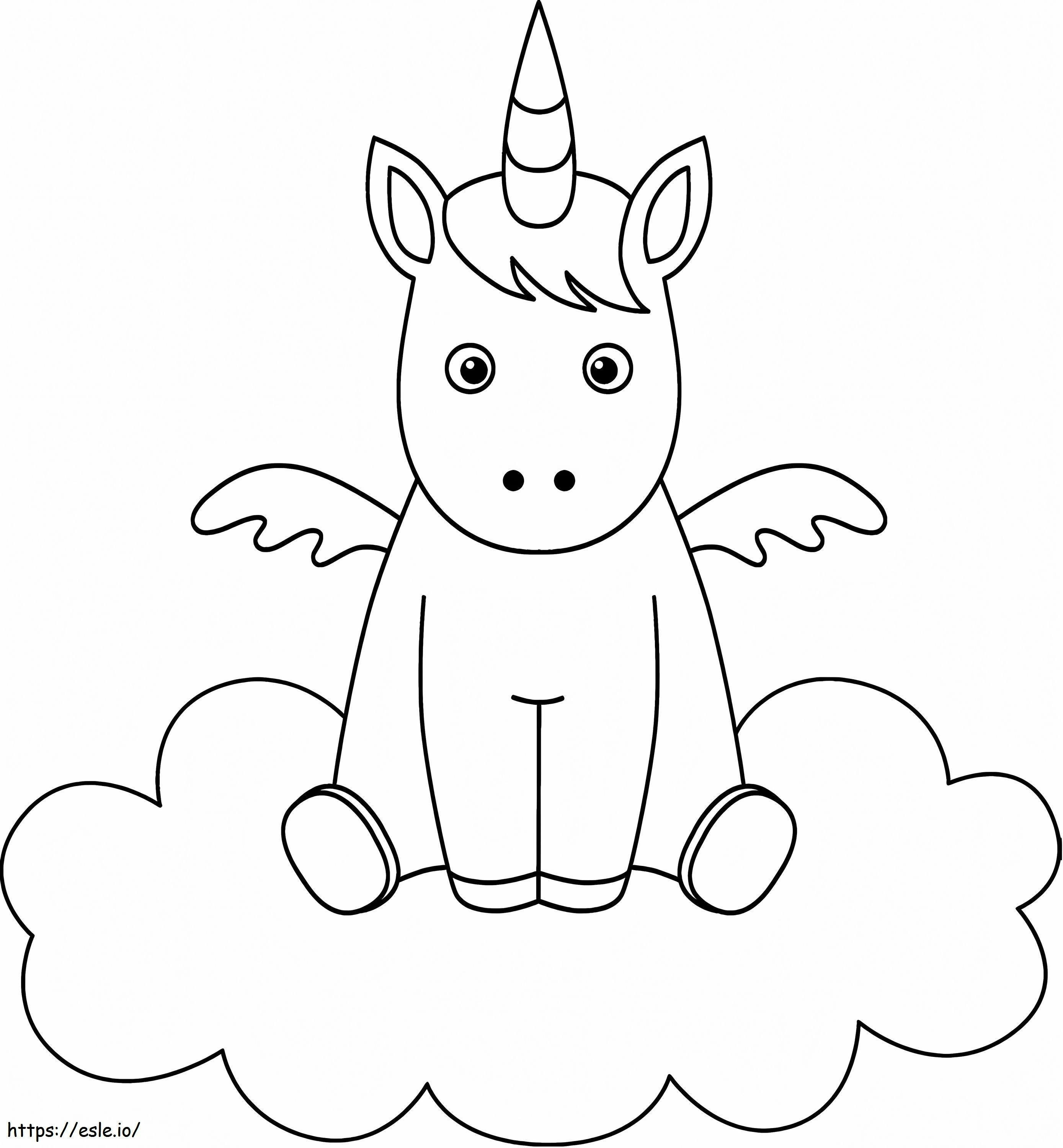 1563325064 Little Unicorn On Cloud A4 värityskuva