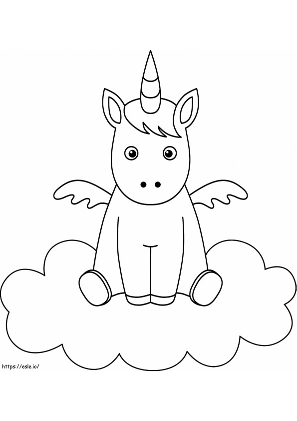 1563325064 Little Unicorn On Cloud A4 värityskuva