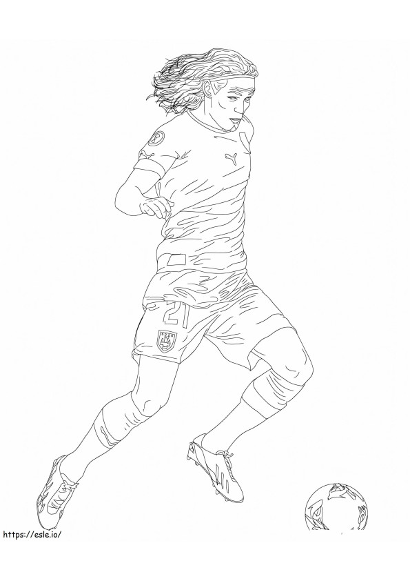 Edinson Cavani trapt tegen een voetbal kleurplaat