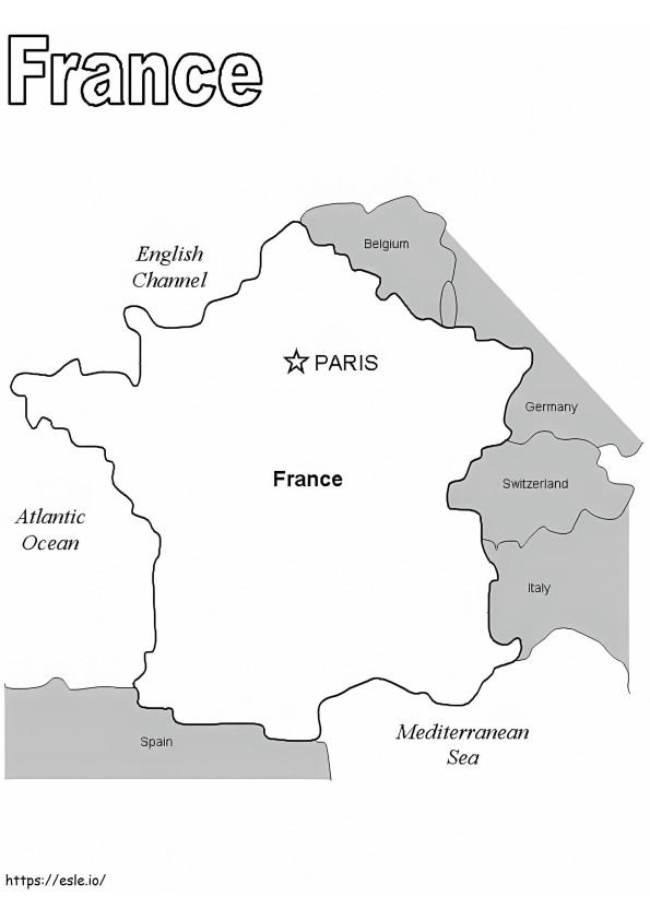Frankrijk kaart kleurplaat kleurplaat