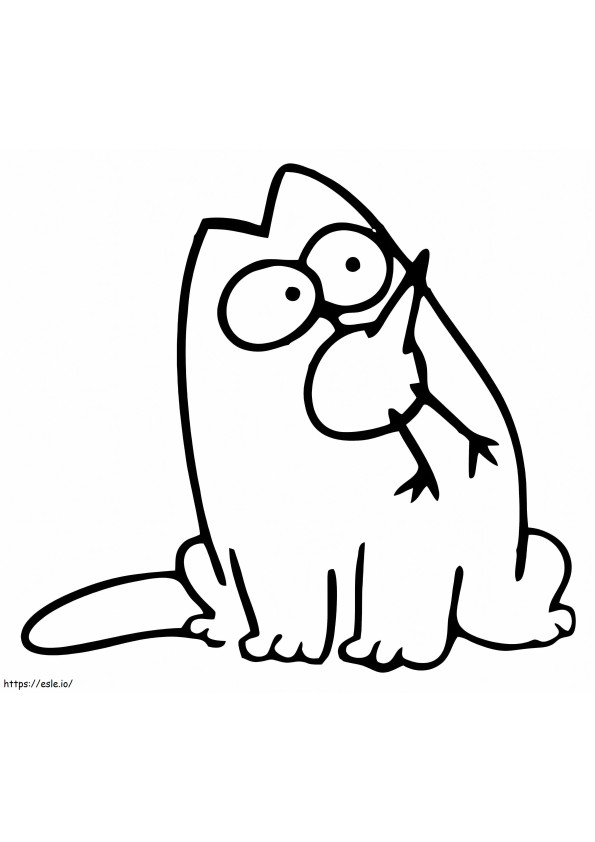Simons Cat And Bird coloring page