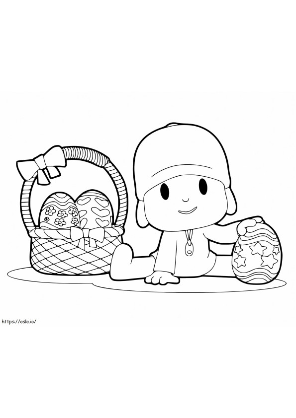 Pocoyo And Easter Eggs coloring page