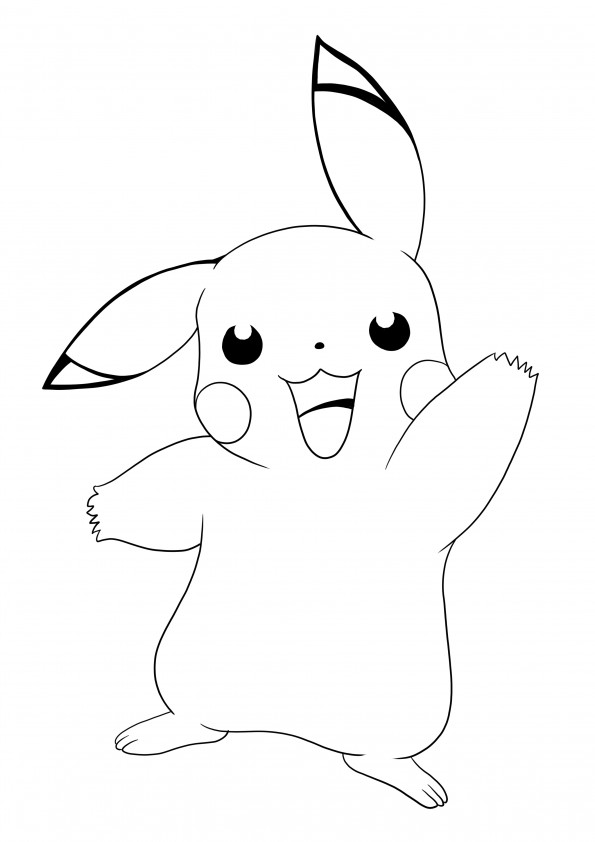 Pokémon Pikachu waiving for free downloading and coloring